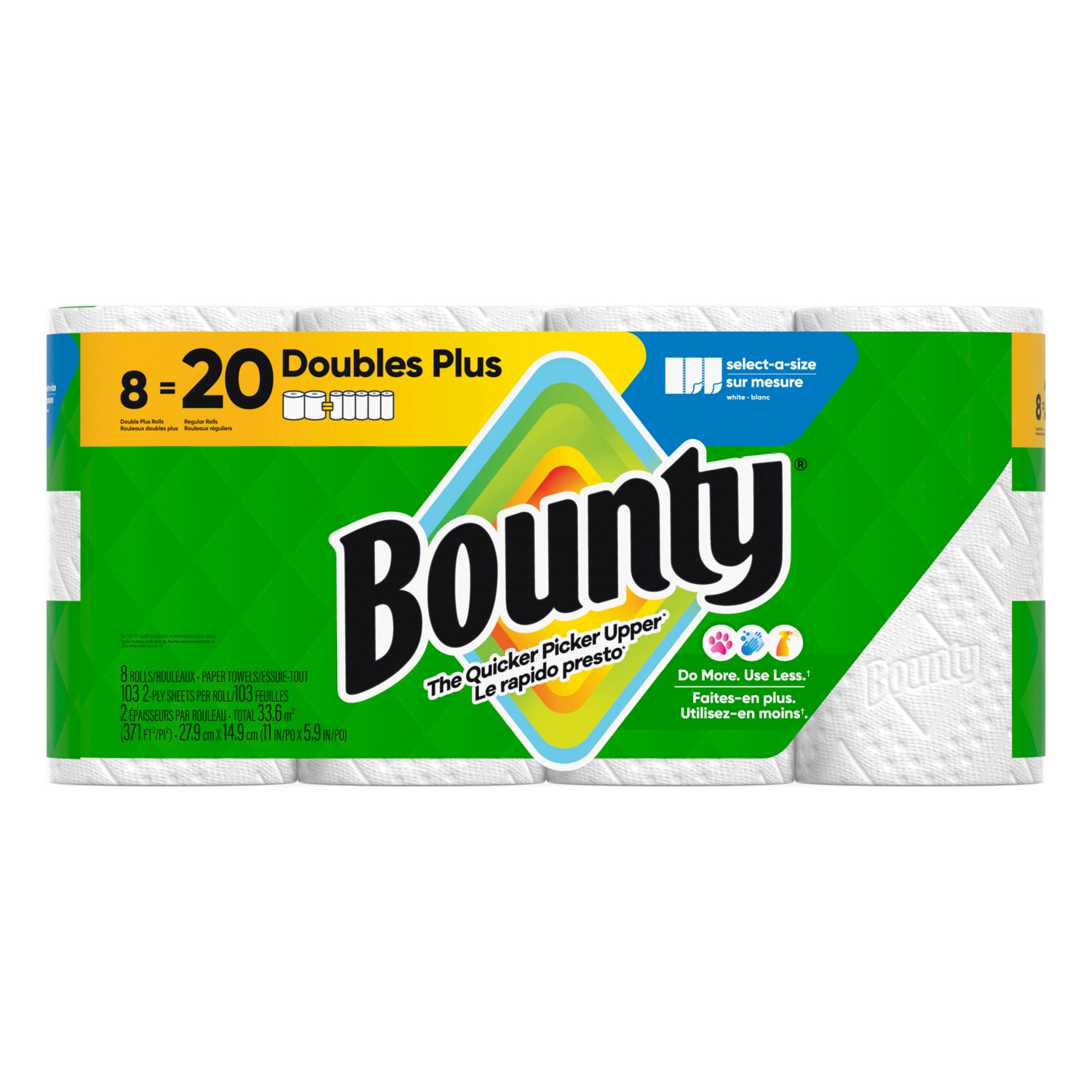 Bounty 3077205814 Doubles Plus Select-a-Size 8 -Count Paper Towels