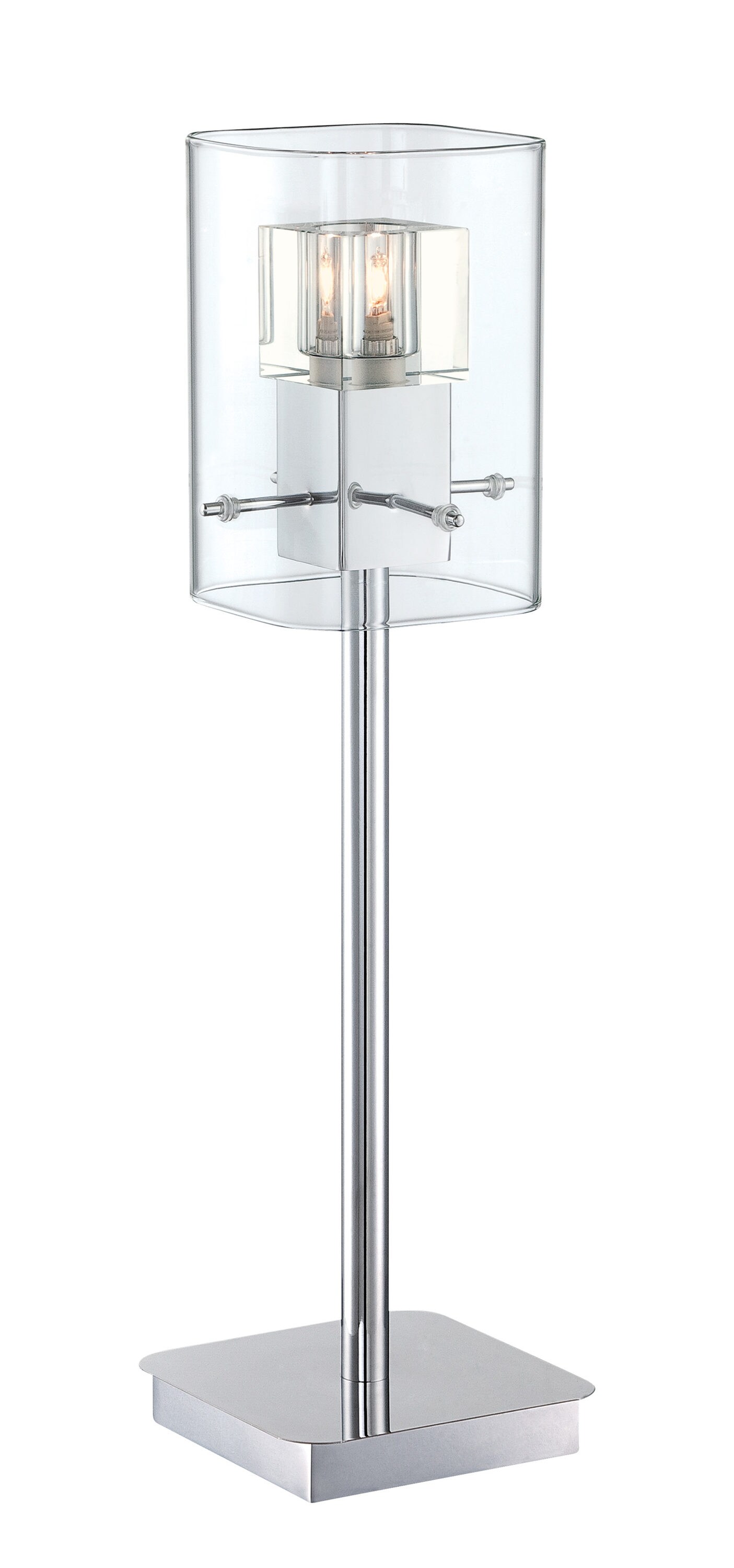 Lite Source LS-22586 Aida 20-in Chrome Table Lamp with Glass Shade
