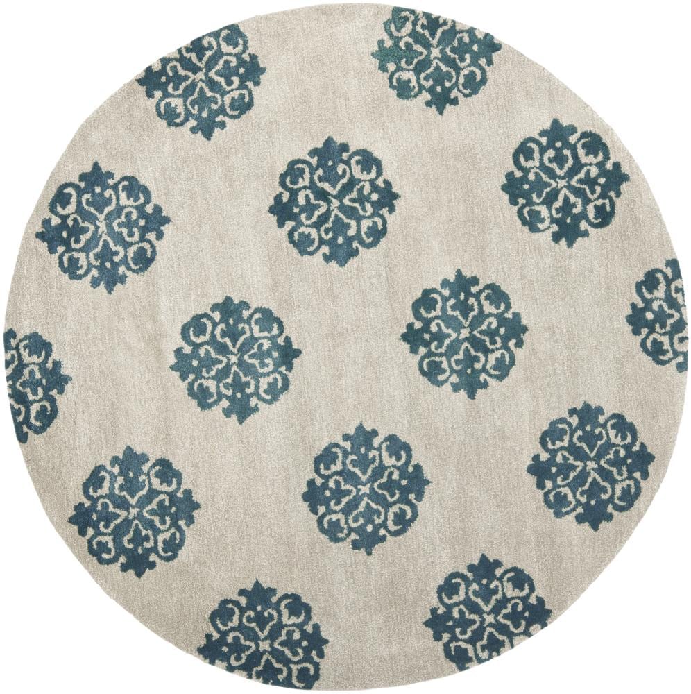 Safavieh SOH424C-6R Soho Thomas 6 x 6 (ft) Tufted Wool Silver/Blue Round Indoor Abstract Area rug