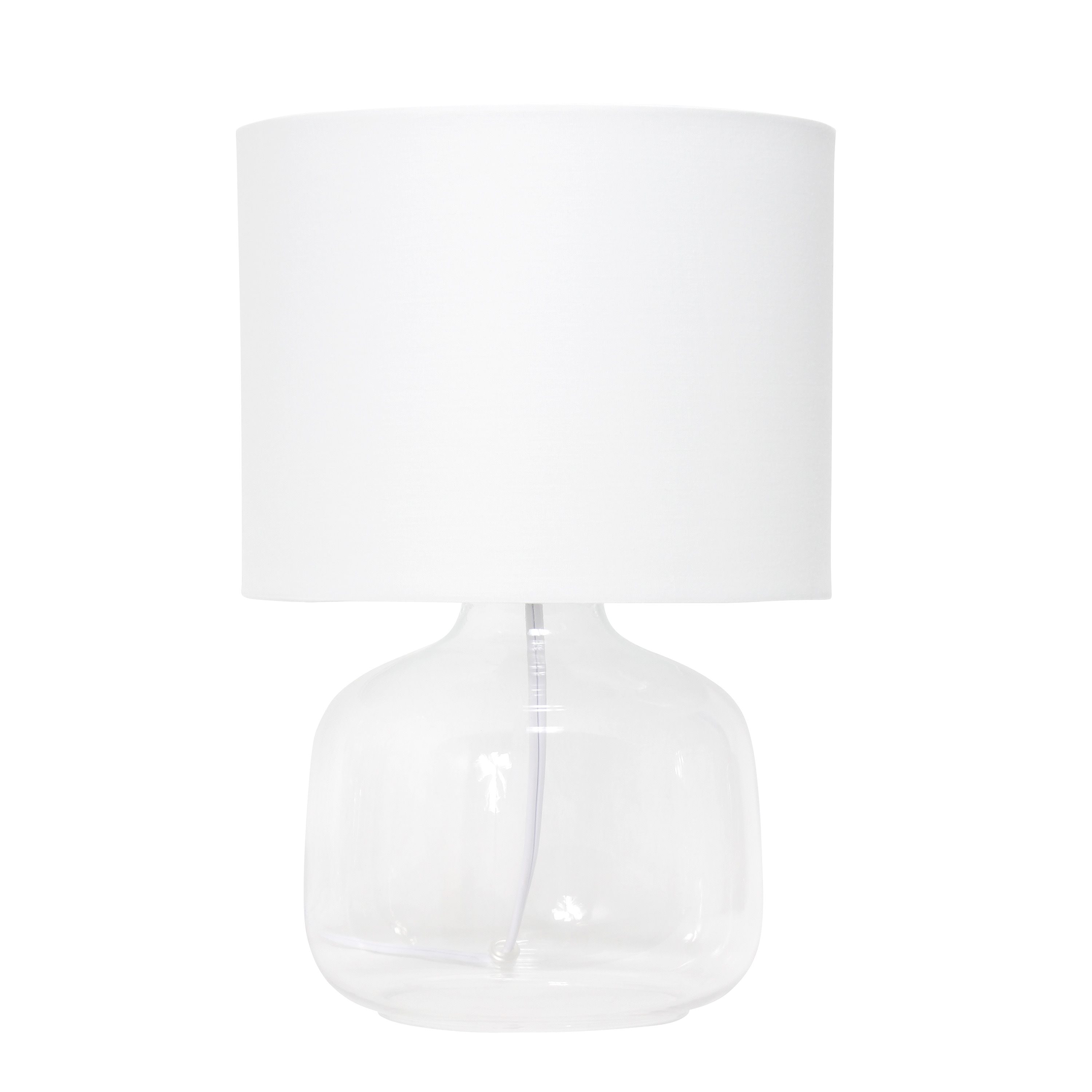 Simple Designs LT2064-CLW 13.75-in Clear/white Table Lamp with Fabric Shade