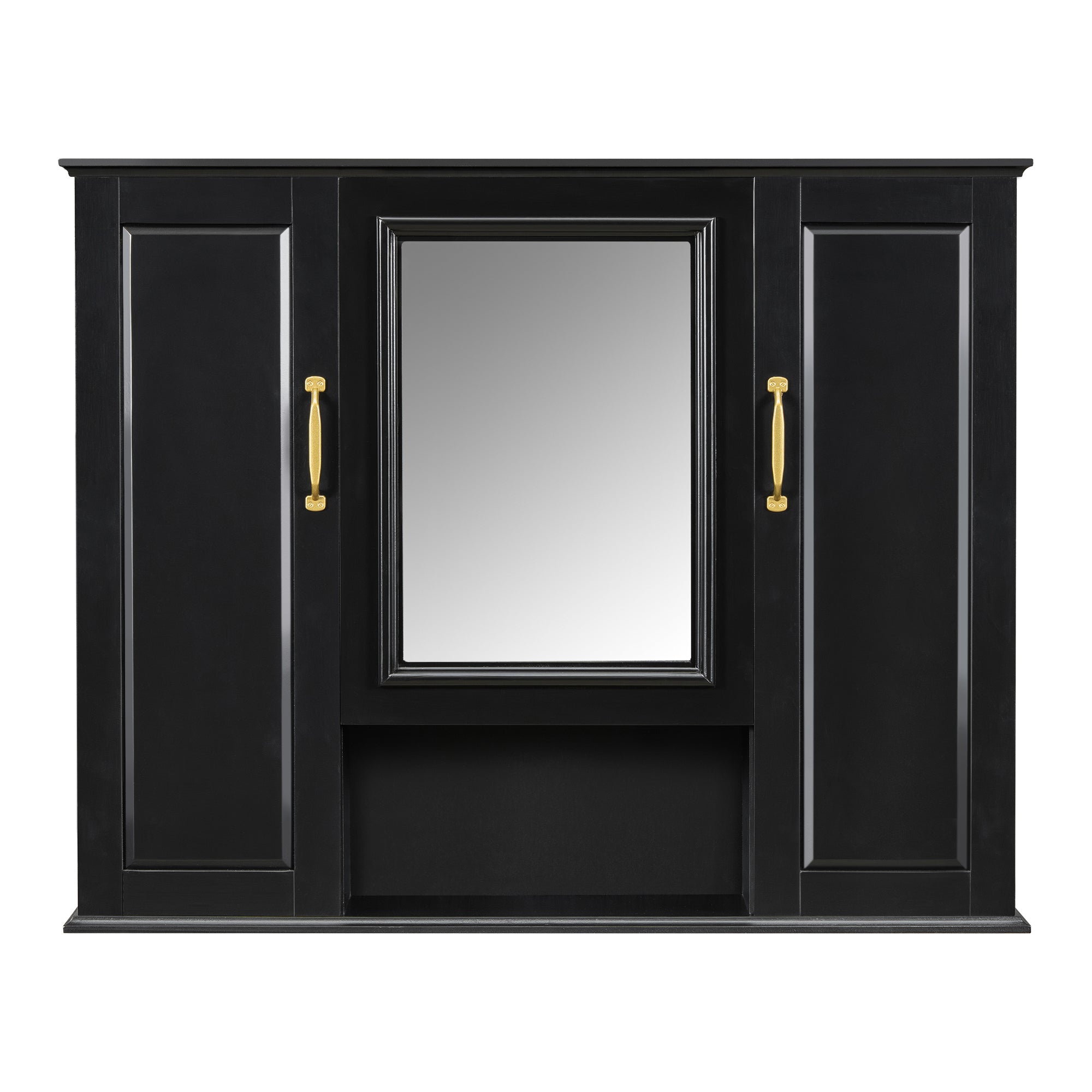 Vanityfus  36-in Bathroom Vanity Black Single Sink Medicine Cabinet Miror Combo with Ceramic Top 5 Soft Close Doors 3 Drawers