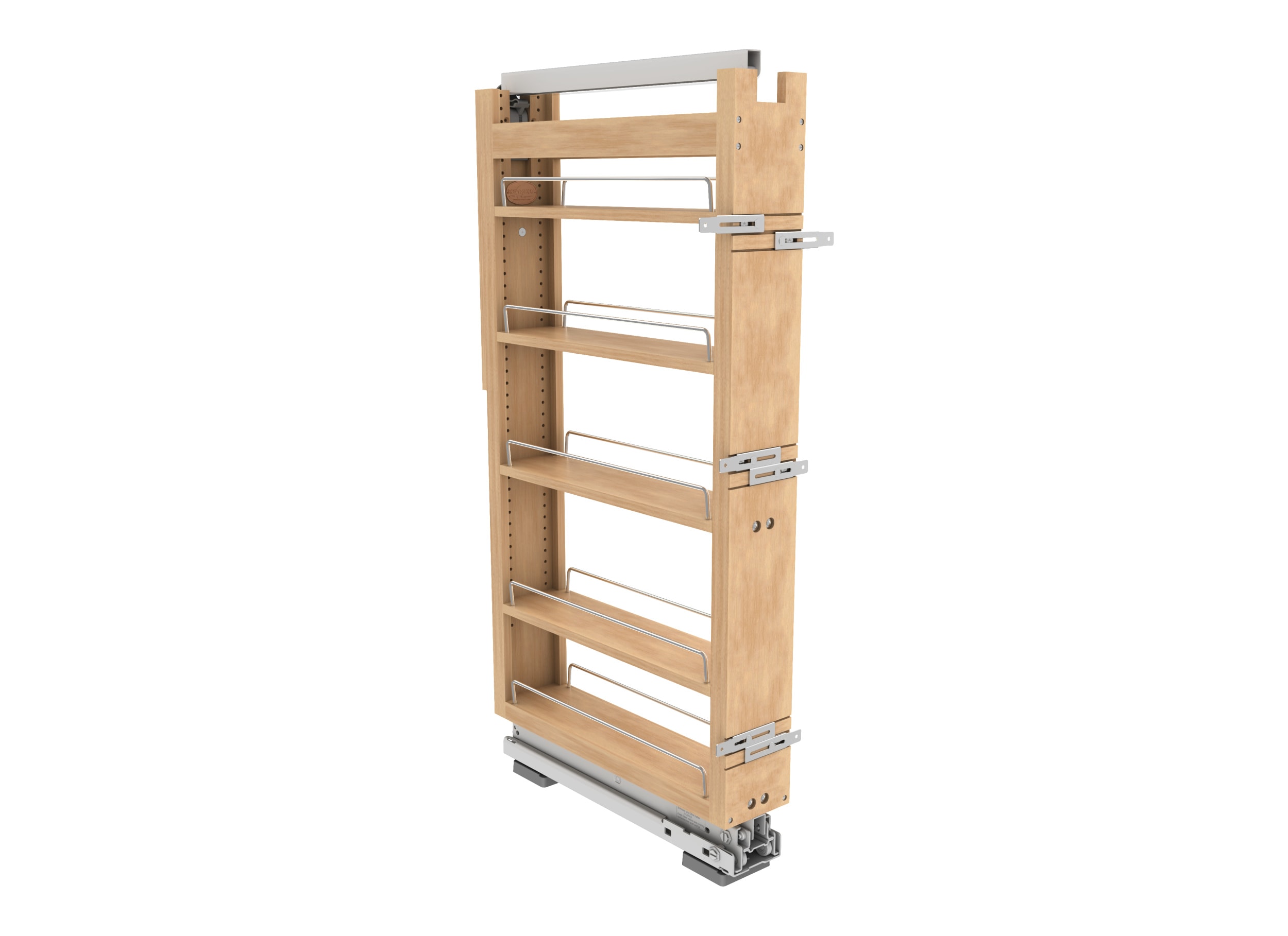 Rev-A-Shelf 448-TPF43-5-1 448 (Tall) Series 5-Inches W x 44.875-Inches H x 22.39-Inches D 5 -Tier Cabinet-mount Light Brown Wood Soft Close Pull-out Sliding shelf kit