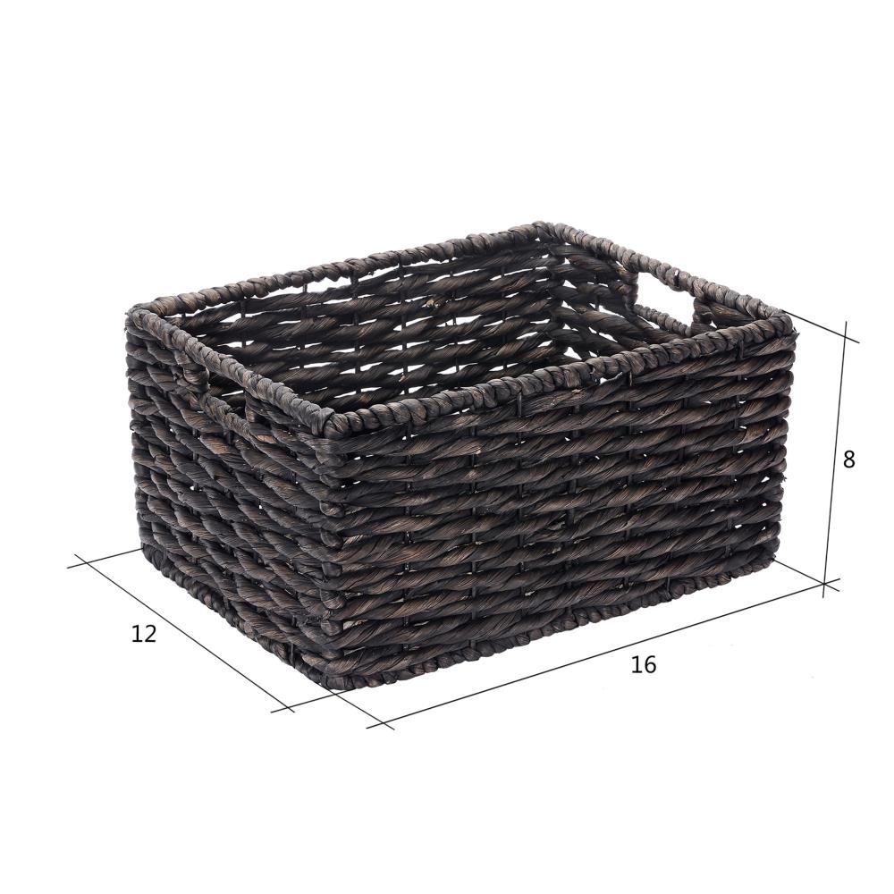 4 Pack Rectangular Wicker Storage Baskets with Liners - Small Decorative  Bins for Organizing Shelves (2 Sizes, Gray)
