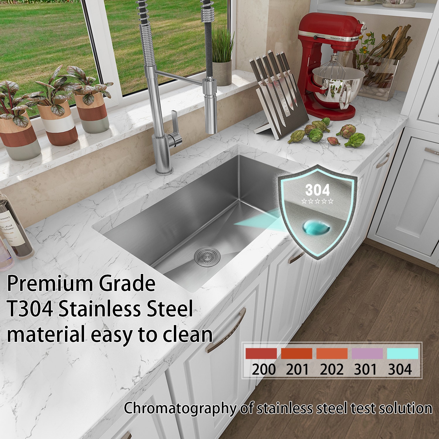 Sinber 30" Stainless Steel Drop-In Single Bowl Kitchen Sink