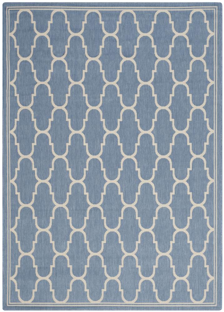 Safavieh CY6016-243-913 Courtyard Luccet 9 x 13 (ft) Loomed Polypropylene Blue/Beige Rectangular Indoor/Outdoor Geometric Coastal Area rug