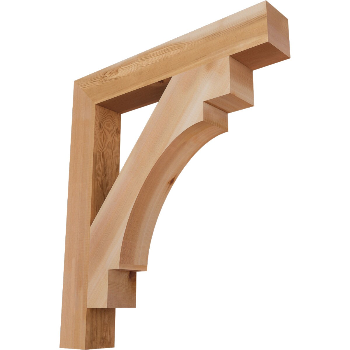 Ekena Millwork BKT04X26X30MRC05SWR Merced block smooth 3-1/2-in x 26-in x 30-in Western red cedar Brown Wood Standard bracket