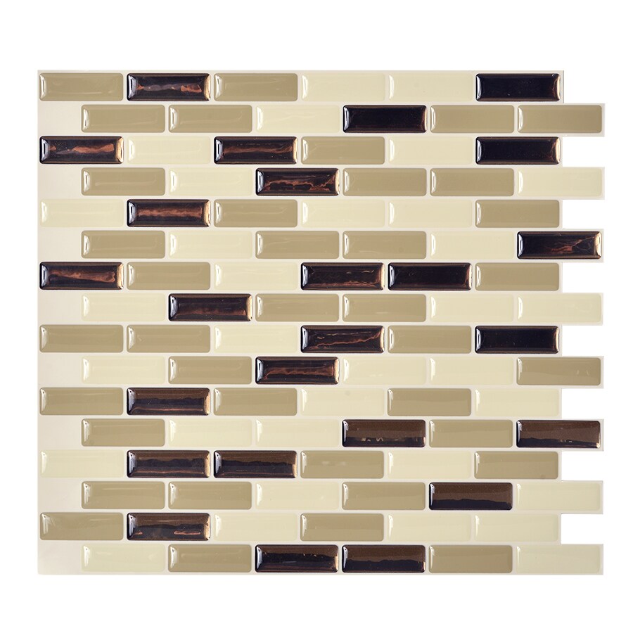 Smart Tiles SM1035-6 Beige Glossy Composite Linear Peel and Stick Tile (4.22-sq. ft/ Carton)