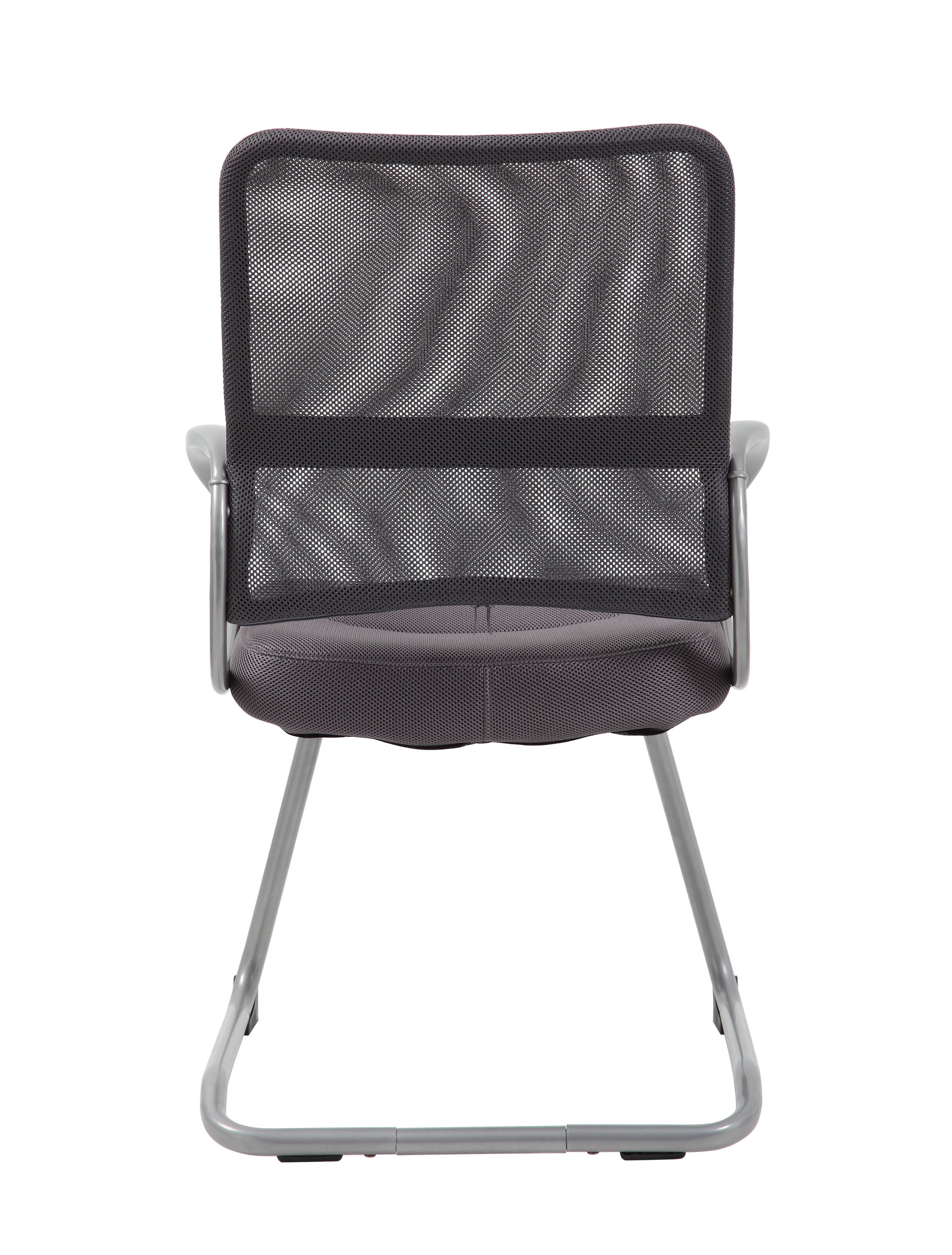 Charcoal Gray High Back Mesh Guest Chair with Pewter Metal Base