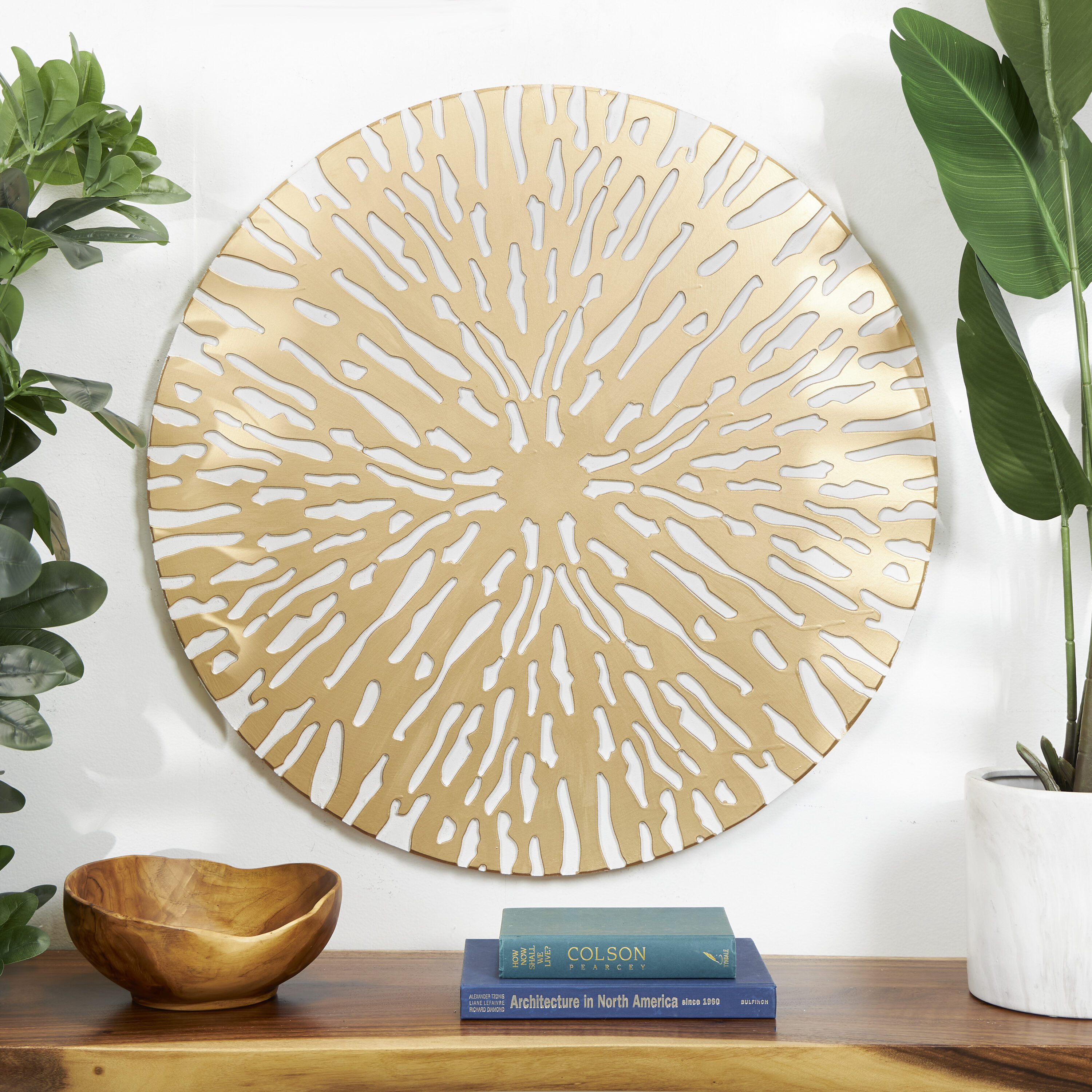 Grayson Lane 821731 35.5-in W x 35.5-in H Wood Starburst Abstract Wall sculpture