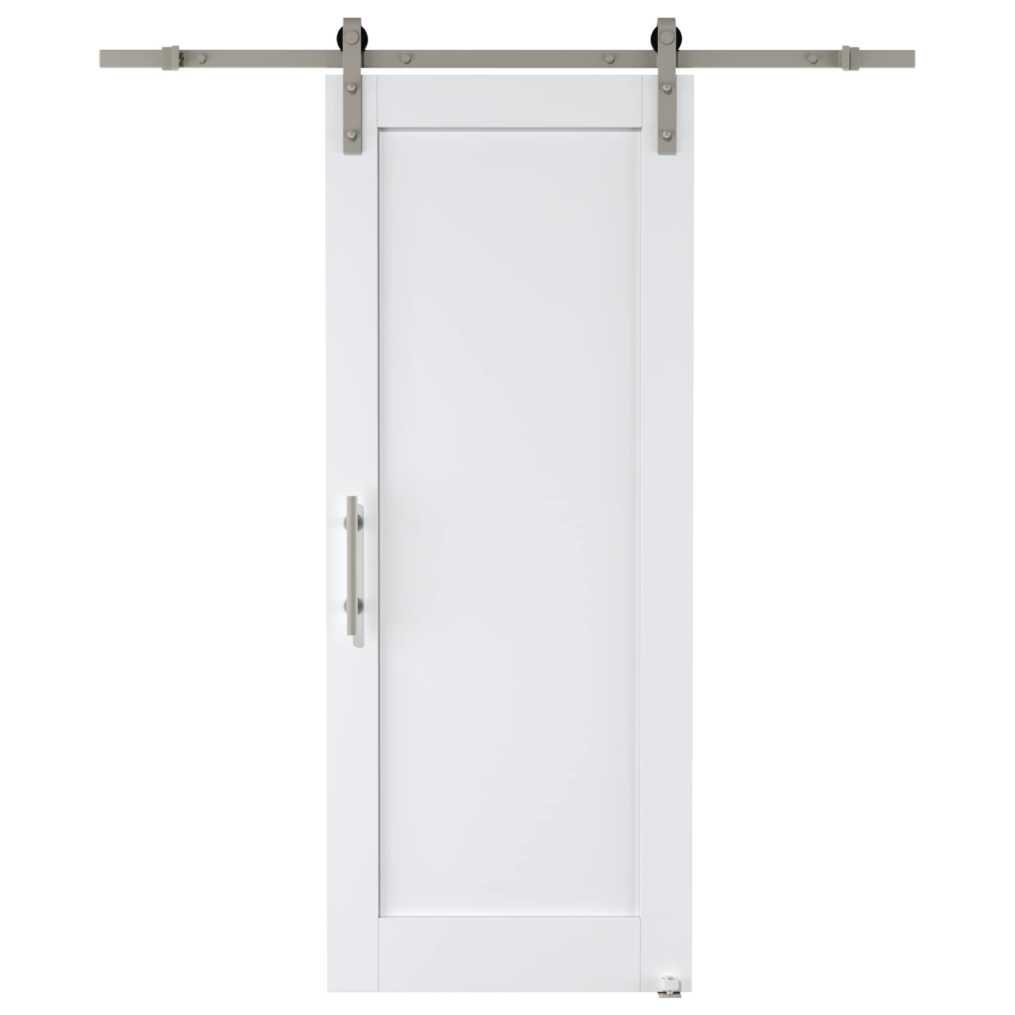 JUJUBON IN-BDDN-YGXB-36 36-in x 80-in White Square MDF Solid core Single Barn Door (Hardware Included)