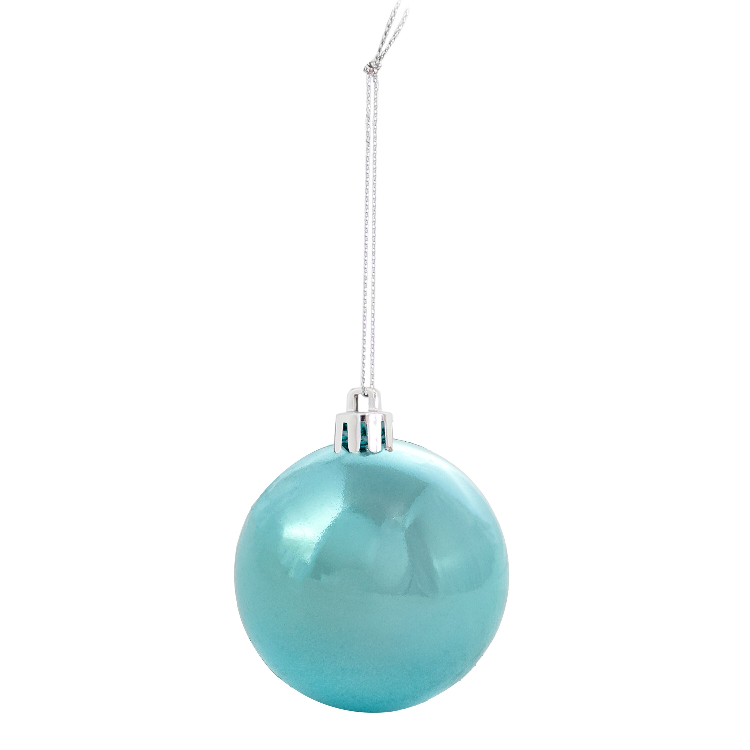 Turquoise and Blue Shatterproof Plastic Christmas Ornament Set, 24 Count