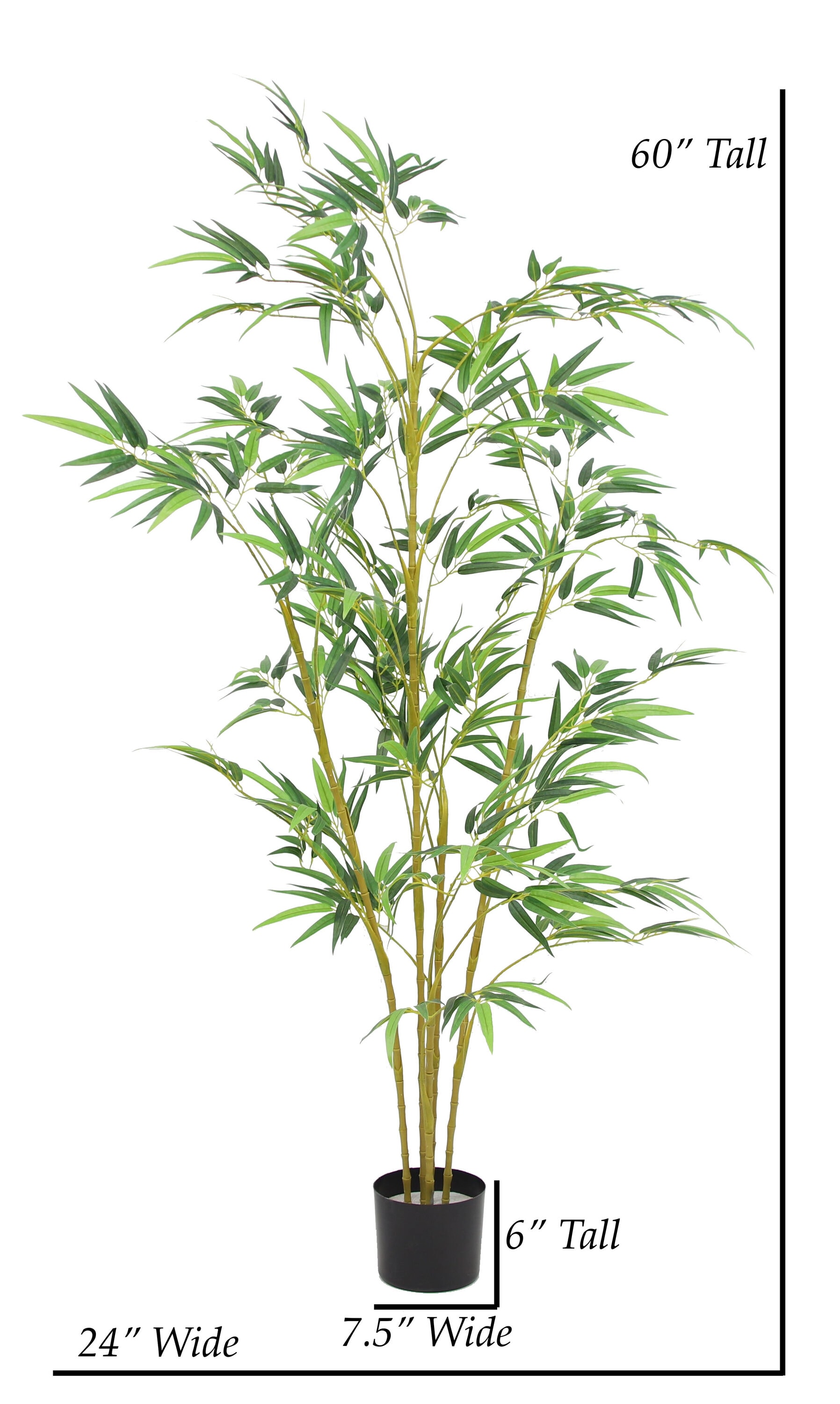 60" Real Touch Green Bamboo Tree in Black Matte Planter Pot