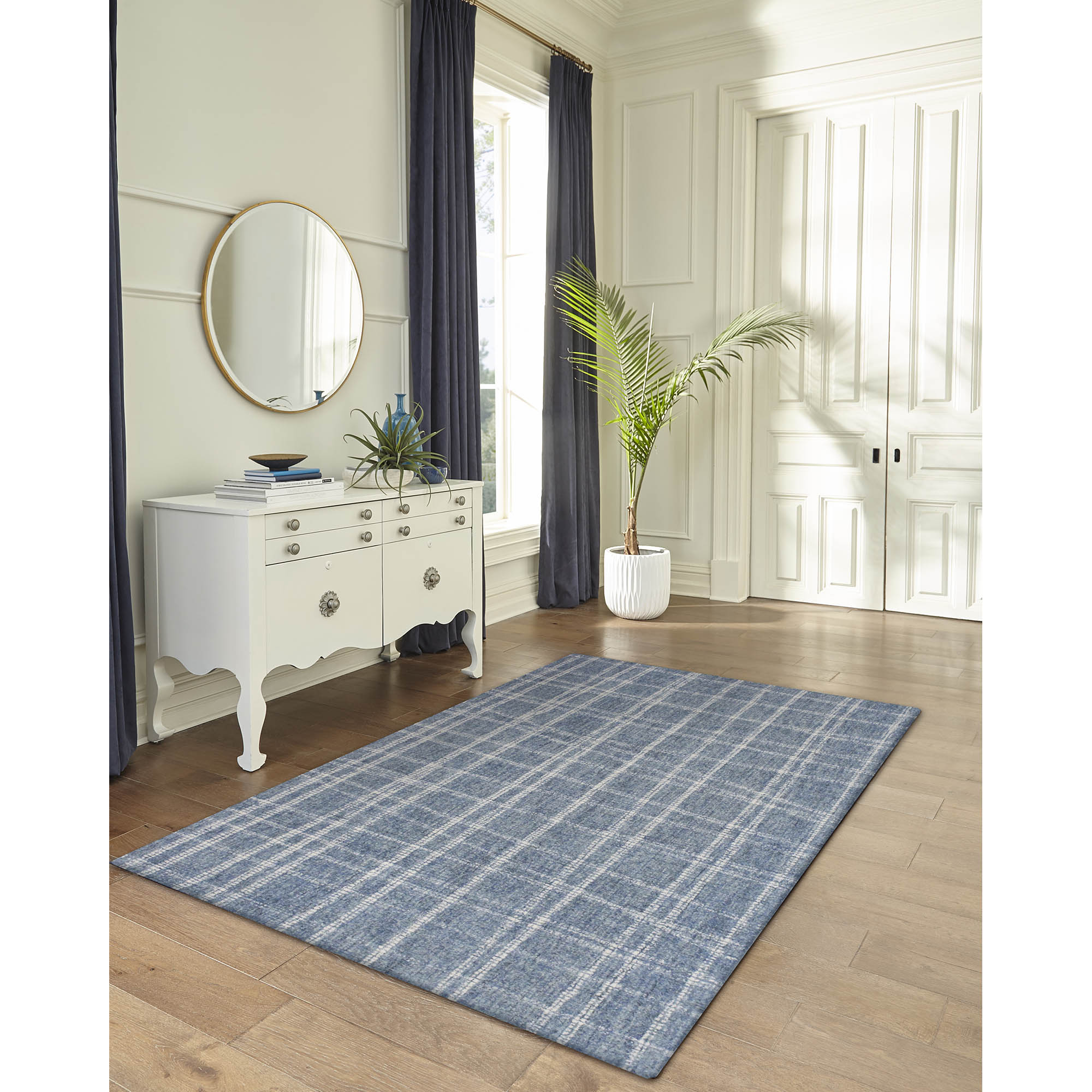 Liora Manne SVH71950603 Savannah 7 x 10 (ft) Tufted Wool Blue Rectangular Indoor Geometric Industrial Area rug