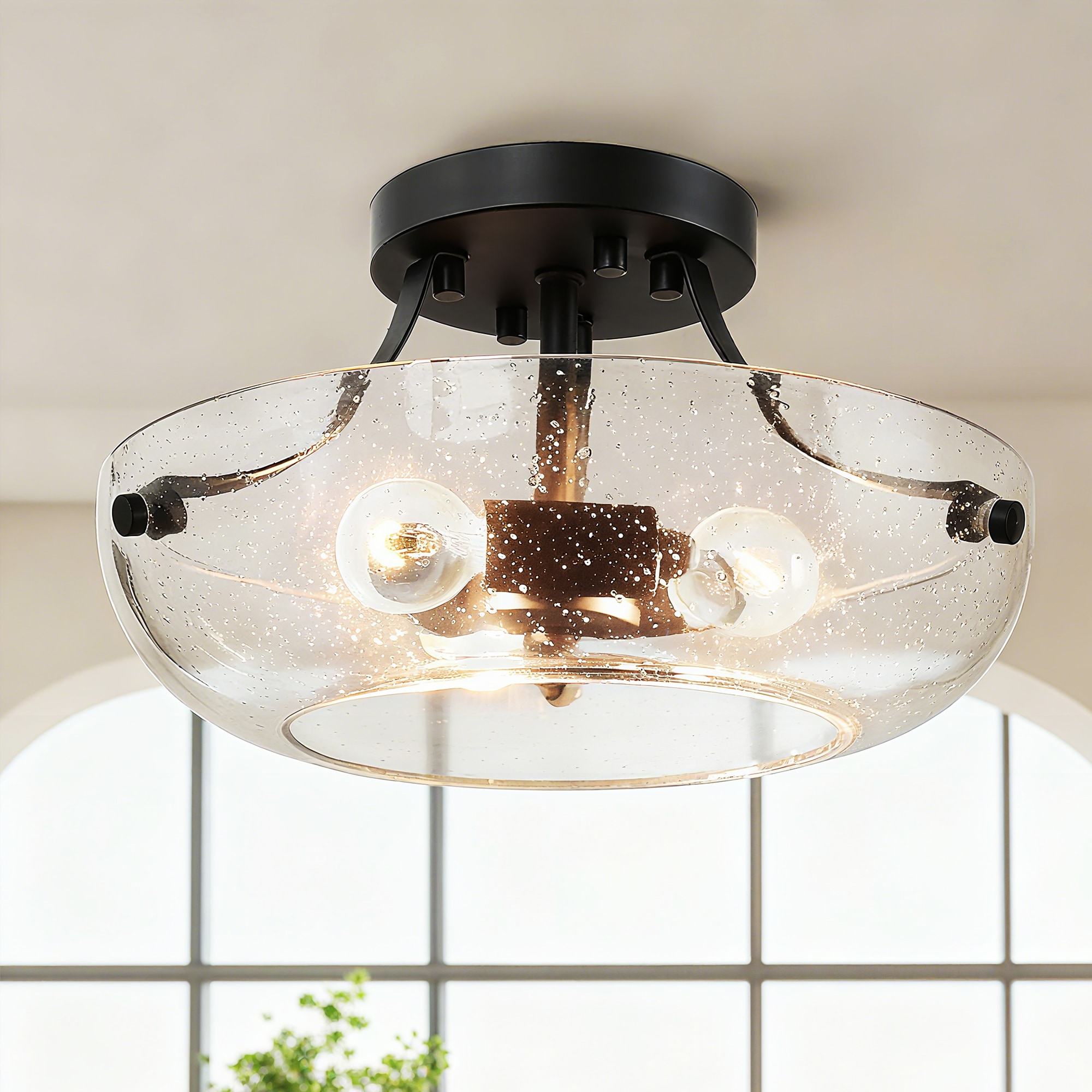 Uolfin MAY3EN-LWS23678-C7 3 -Light 11-in Matte Black Semi Flush Mount Light