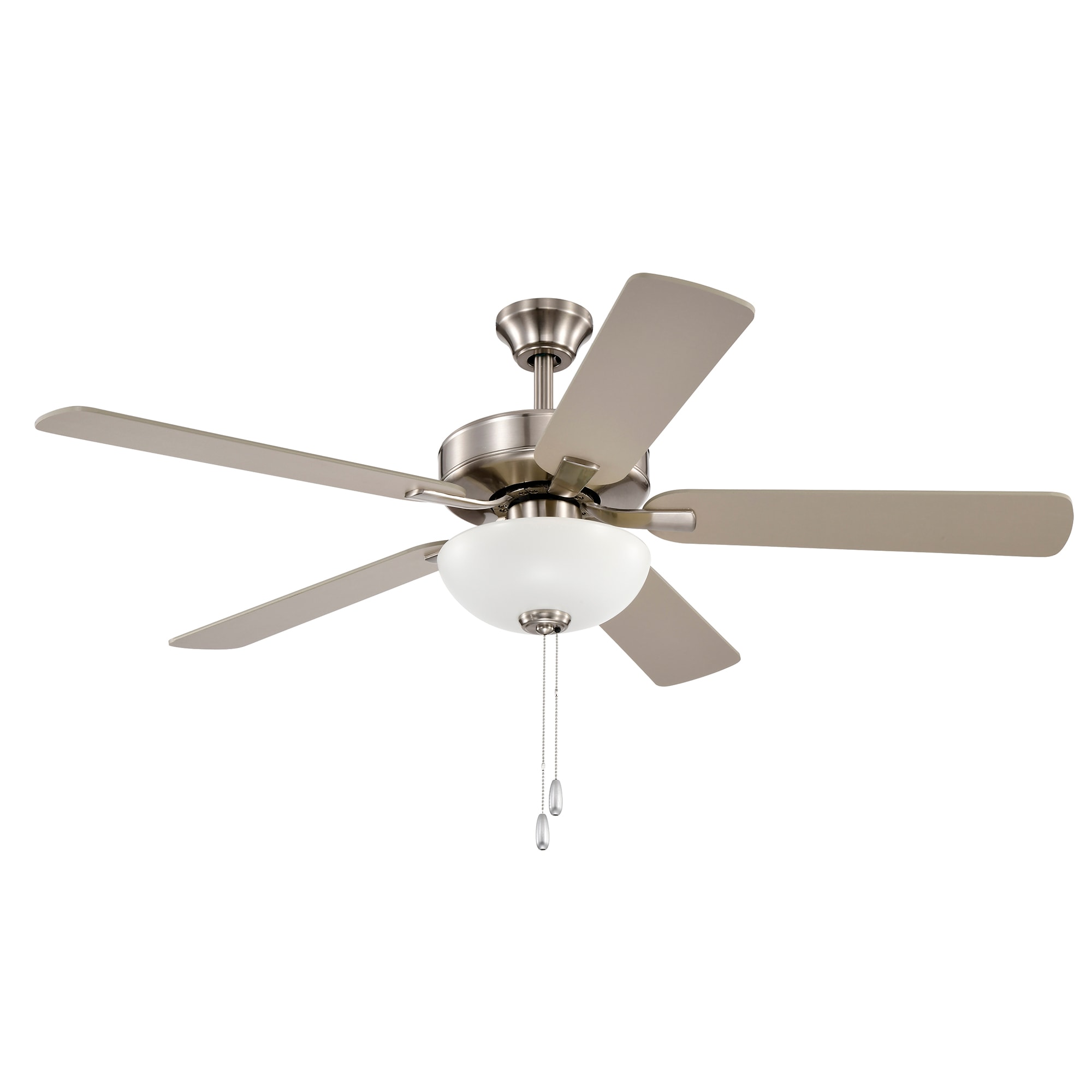 Edvivi FFG7301BN Quinton 52-in Brushed Nickel with Silver/ Grey Weathered Wood Blades Ceiling Fan With Light ( 5 -Blade )