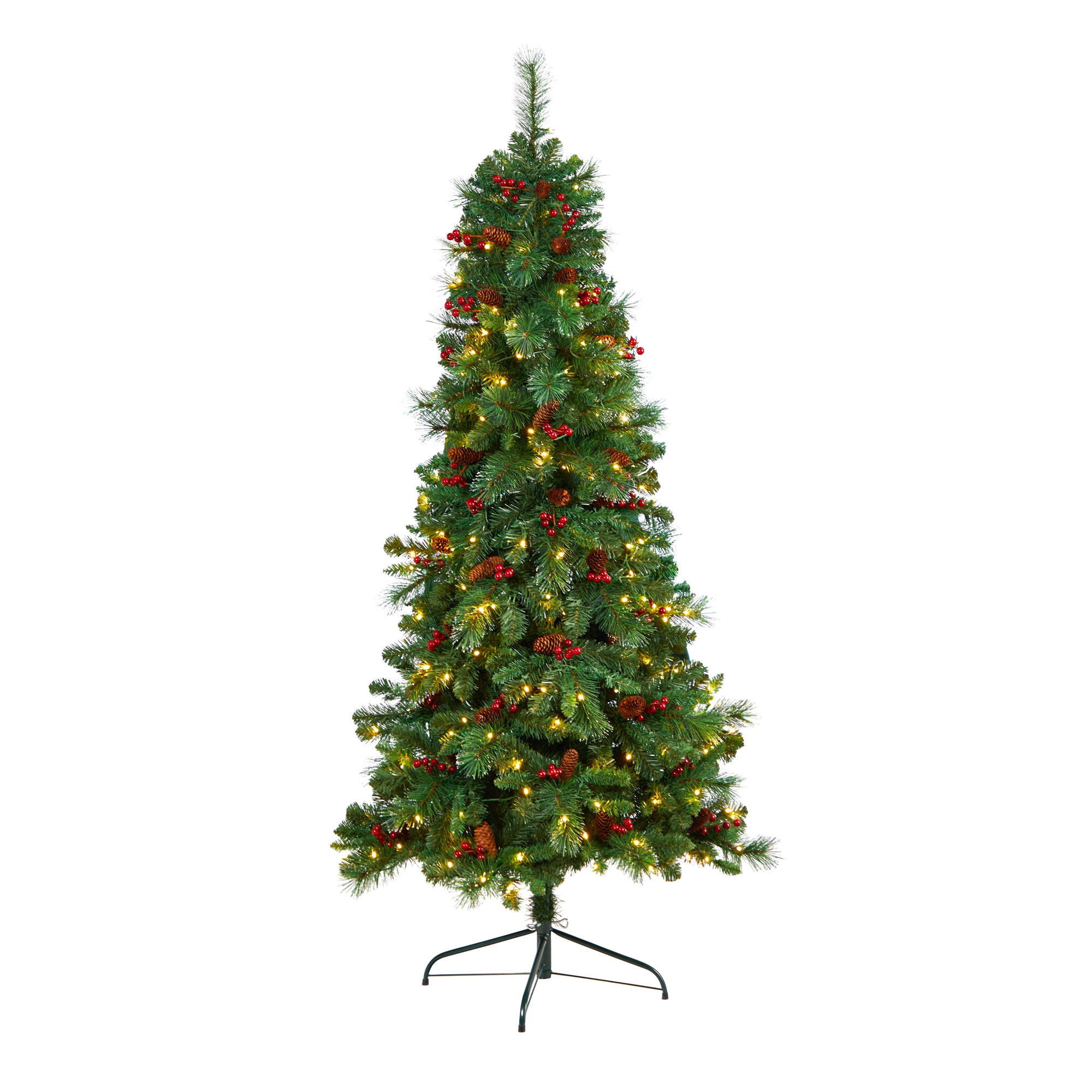 Nearly Natural 6-ft Scotch Pine Pre-lit Artificial Christmas Tree with ...