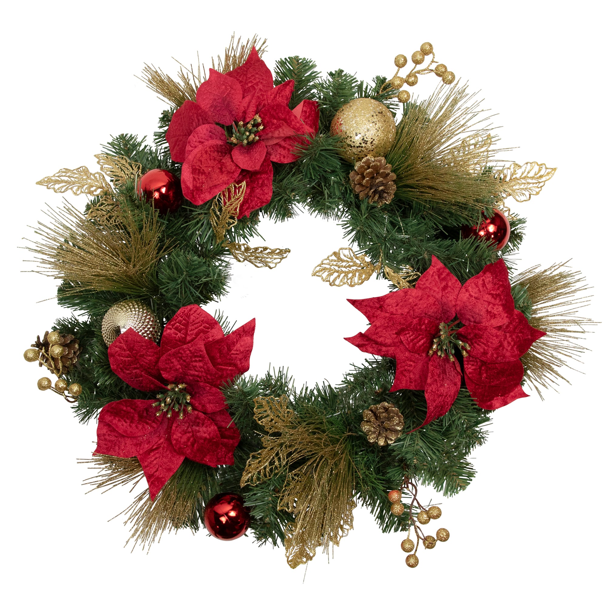 Northlight 34315185 24-in Indoor Red Ornament Artificial Christmas Wreath