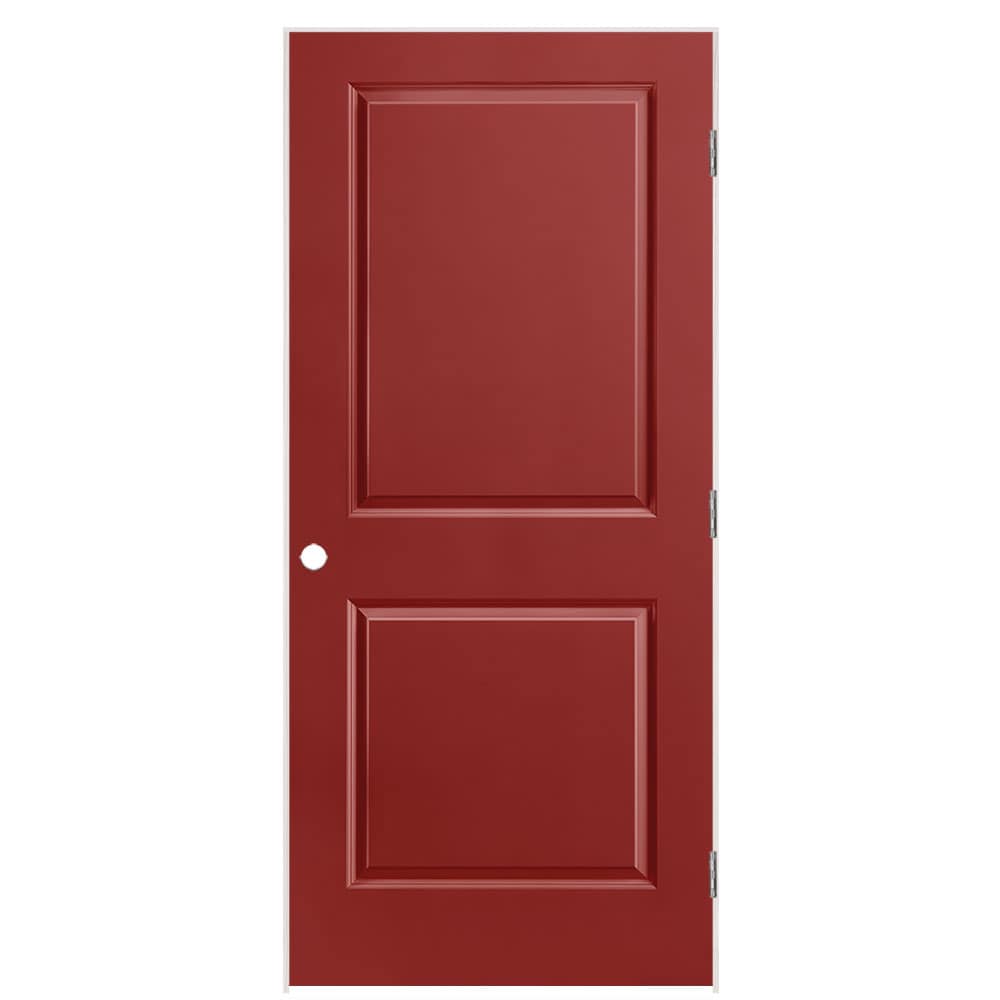 Masonite 1316127 36-in x 80-in Barn Red Solid core 2-panel square Left hand Smooth Prefinished Molded composite Flat Jamb Single Prehung Interior Door