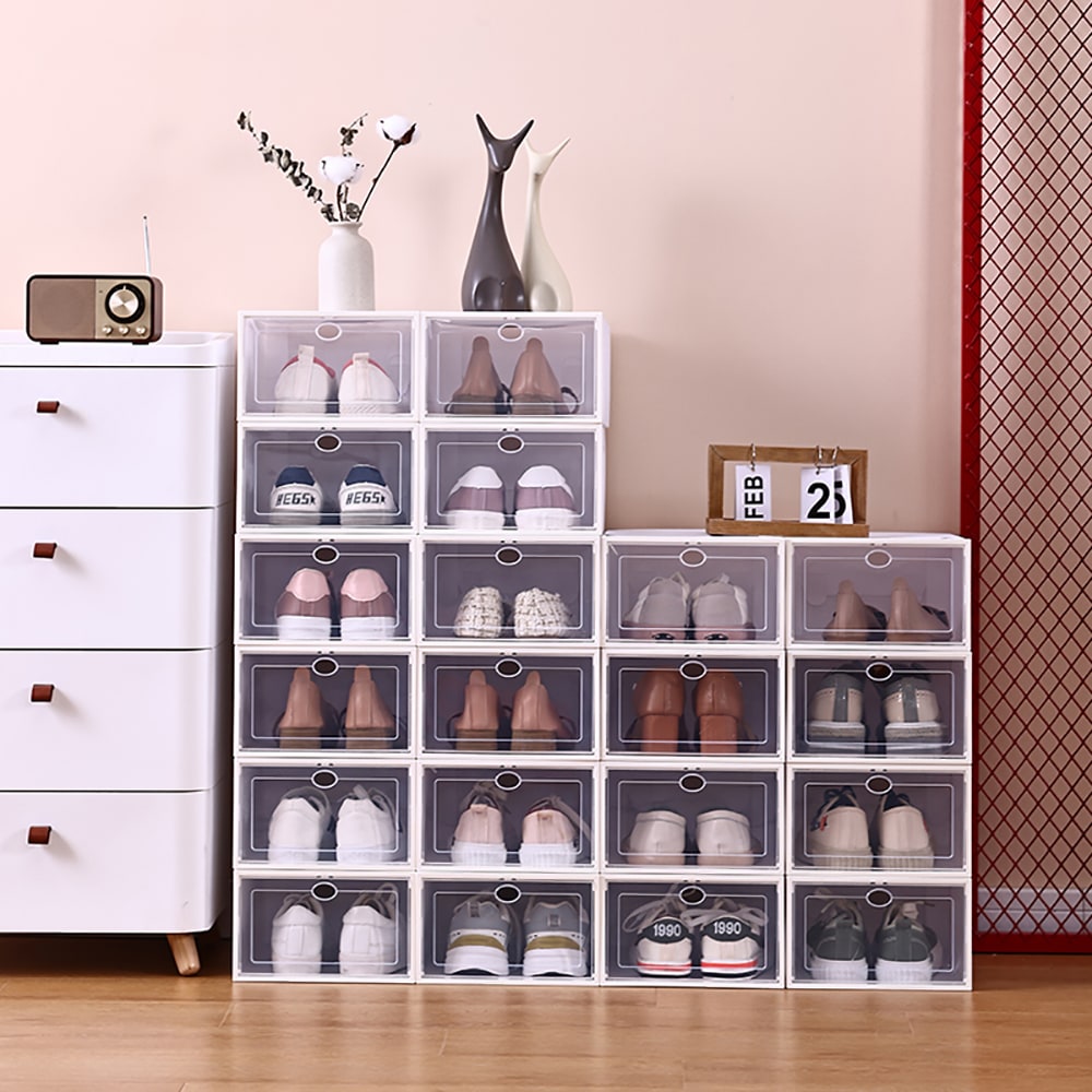 Outopee 4-Tier White MDF Shoe Rack - Freestanding Shoe Storage Organizer  for 18 Pairs of Shoes - Waterproof and Sturdy in the Shoe Storage  department at