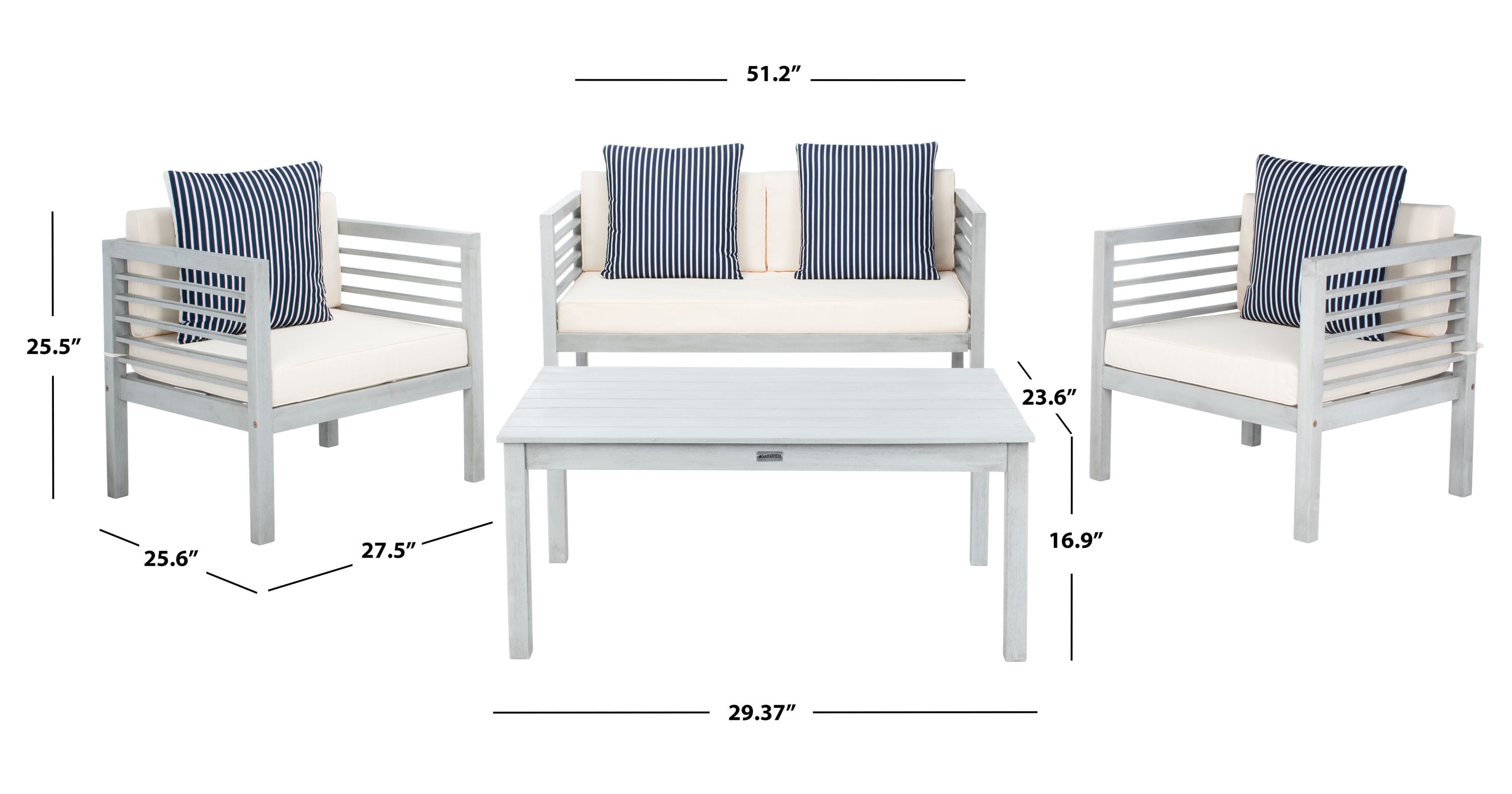 Safavieh PAT7033H Patio-Conversation-Sets - View #4