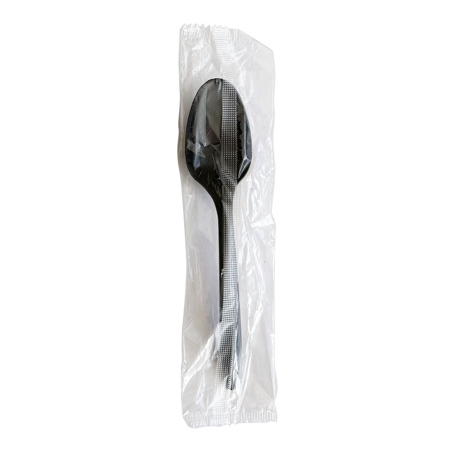 Boardwalk Mediumweight Polypropylene Cutlery Individually Wrapped Spoon Plastic Black 1000/Carton