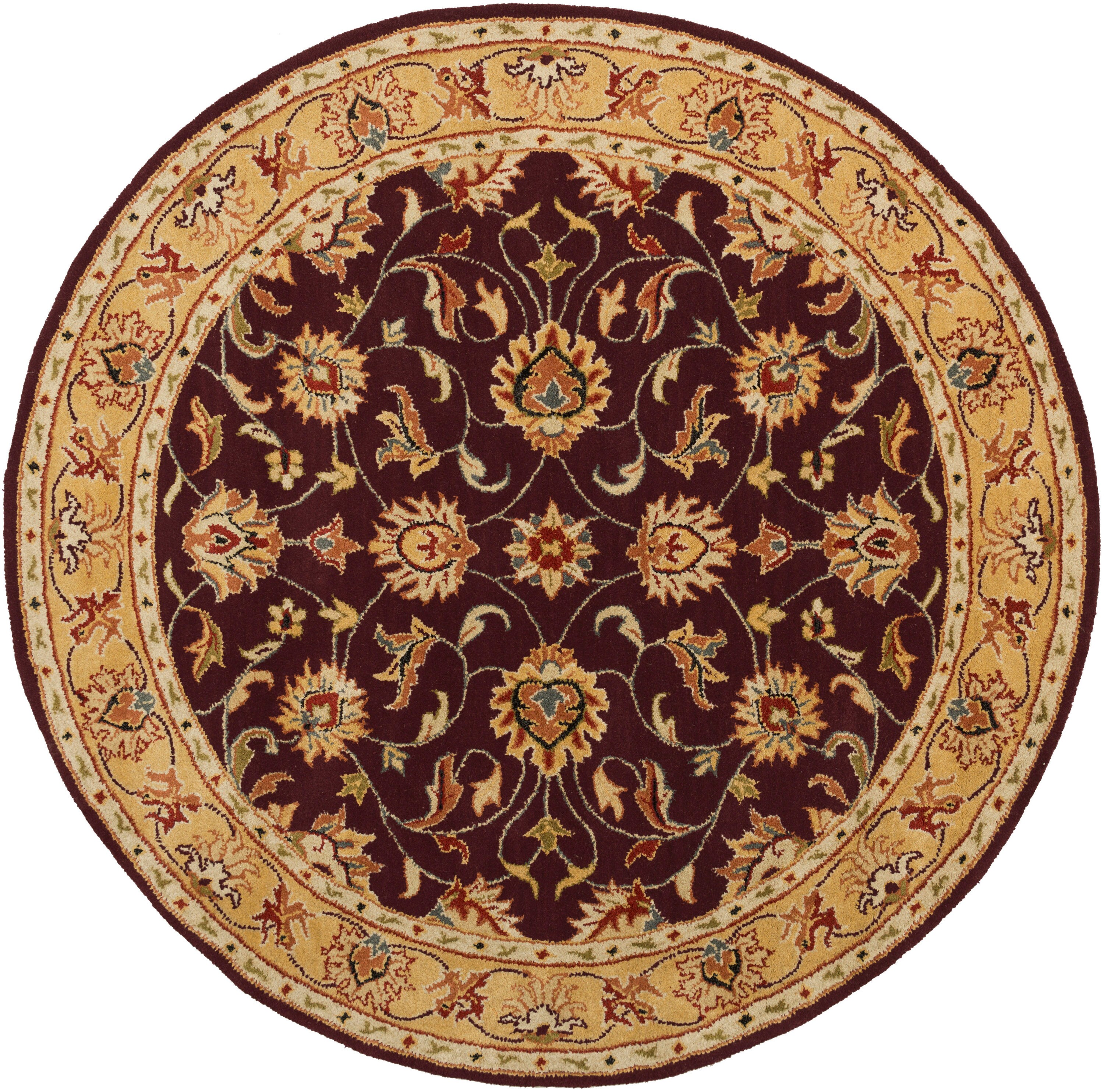 Surya Caesar 10 X 10 Wool Burgundy Round Indoor Border Oriental Area ...