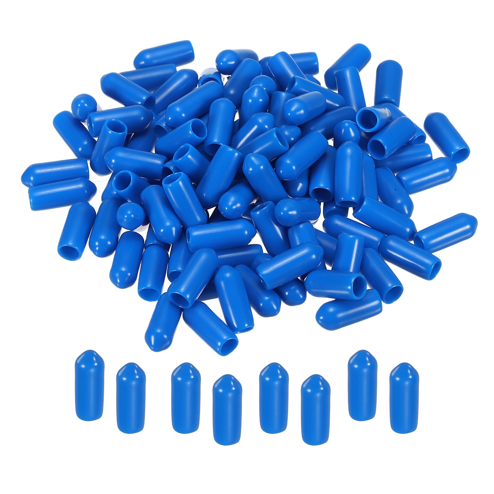 Unique Bargains 100pcs Rubber End Caps Cover 3/16 inch Vinyl Screw Thread Protector Round PVC Vacuum Caps for Screw Bolt Pipe Blue
