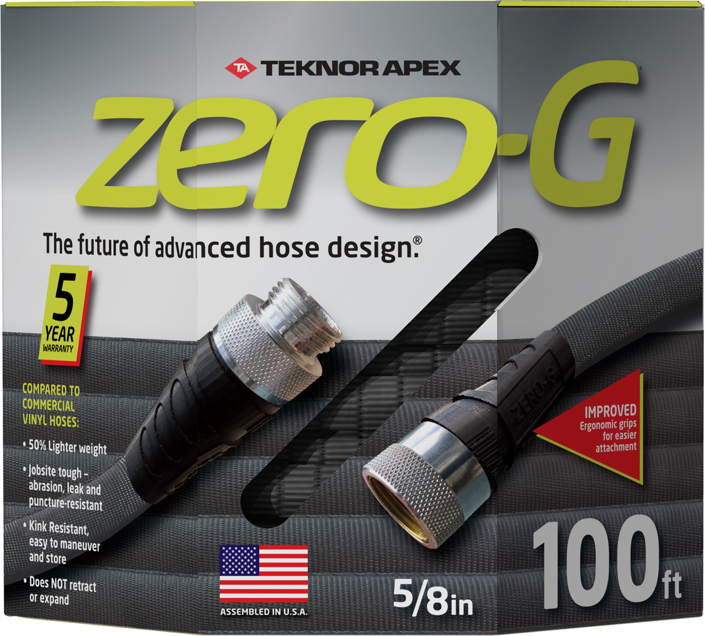 Zero-G Teknor Apex 5/8-in x 100-ft Premium-Duty Kink Free Woven Gray Hose