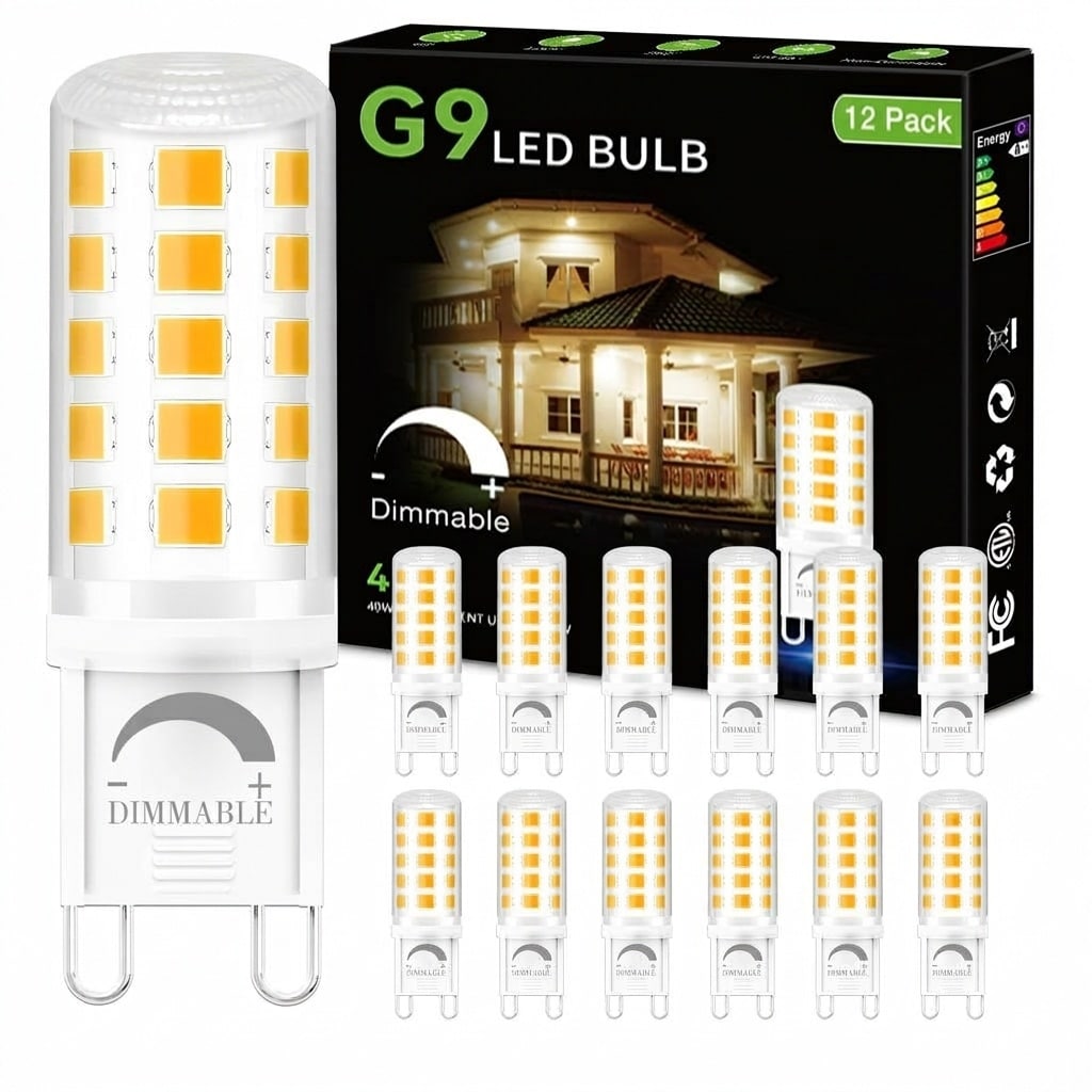 AOIZGMY   12 Pack G9 LED Bulb 4W 40 Watt Equivalent Dimmable 3000K Soft Warm White 450 Lumens 360 Degree G9 Bi Pin Base 120V No Flicker