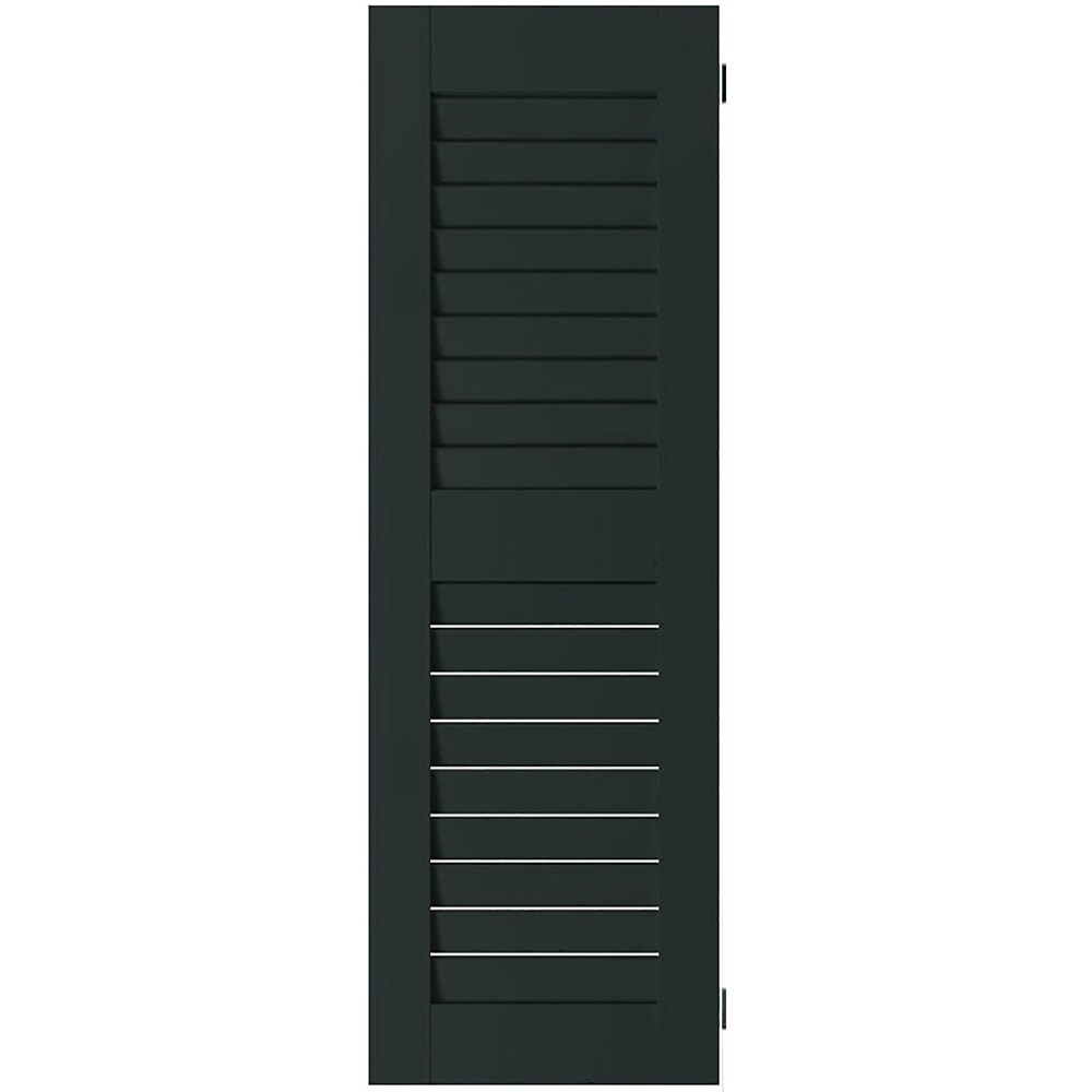 Ekena Millwork RWL12X078DGW 12-in W x 78-in H Black Forest Green Paintable/Stainable Louvered Wood Exterior Shutters ( 2 -Pack )