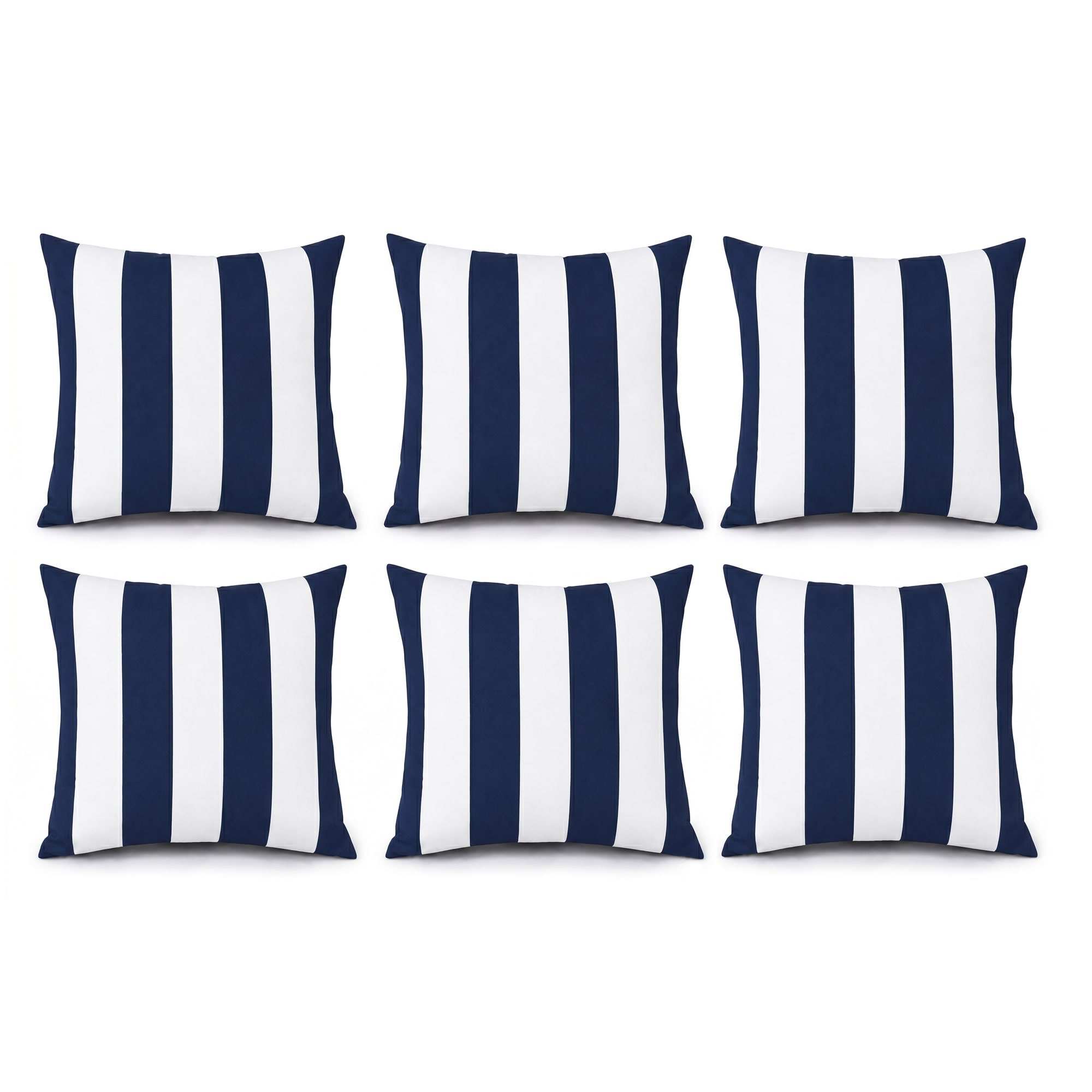 LUXEYARD 6 Pack Outdoor Pillow Covers ONLY 18x18 inch Water Repellent Decorative Cushion Covers for Patio Furniture Garden Porch Balcony and Outdoor Sofa NavyBlue White Striped