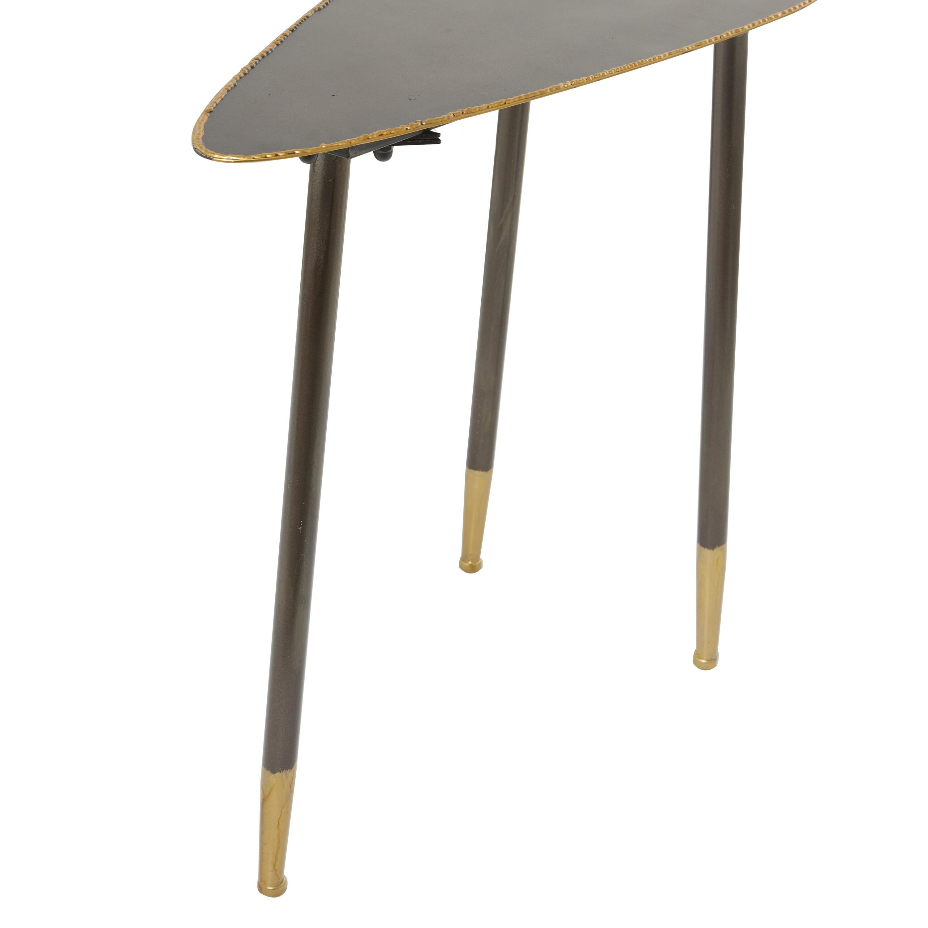 Black Solid Triangle 24" Metal Accent Table