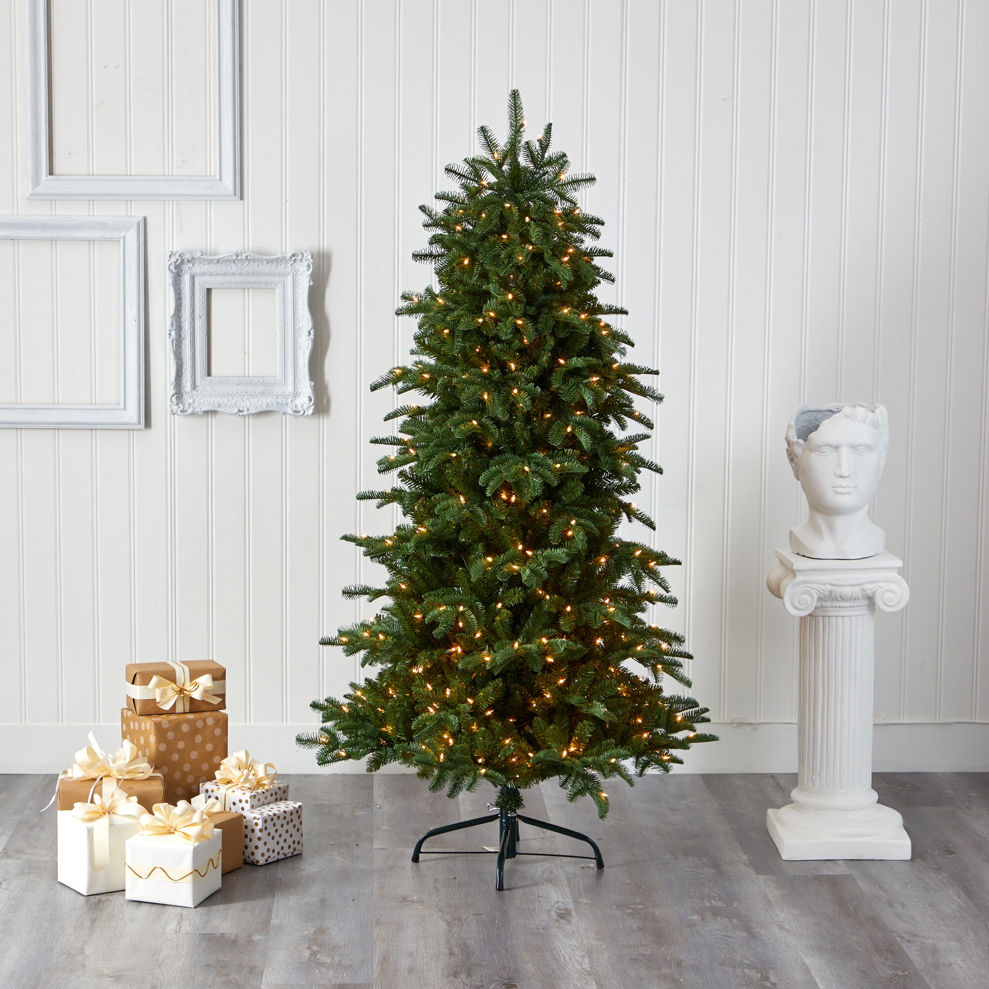 Nearly Natural 6-ft Douglas Fir Pre-lit Artificial Christmas Tree with ...