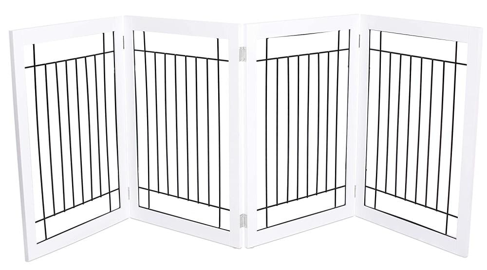 BirdRock Home 10931 30-in H Freestanding Expandable White Wood Pet Gate