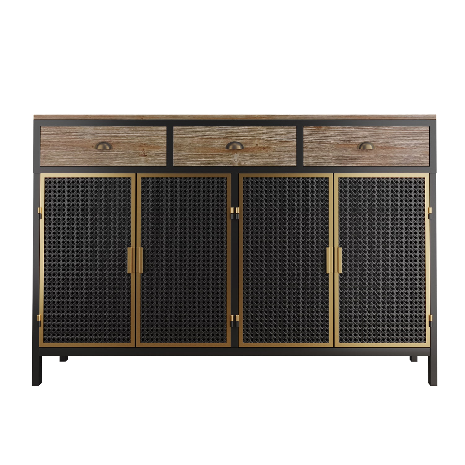 Bybafun YB9300017 Rustic Dark Gray Metal Sideboard