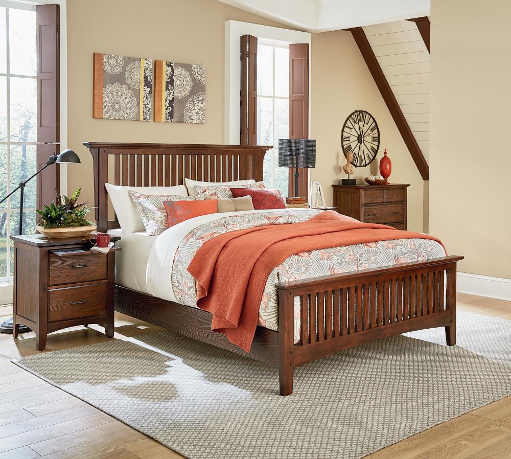 osp home furnishings modern mission vintage oak queen bedroom set