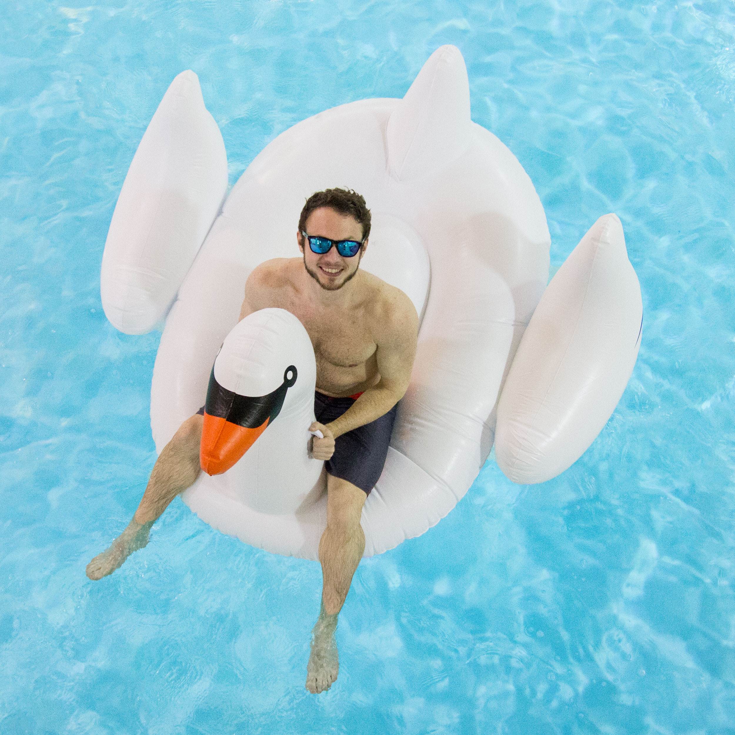 Swimline 75-in x 48-in 1-Seat White Inflatable Lounger in the Pool