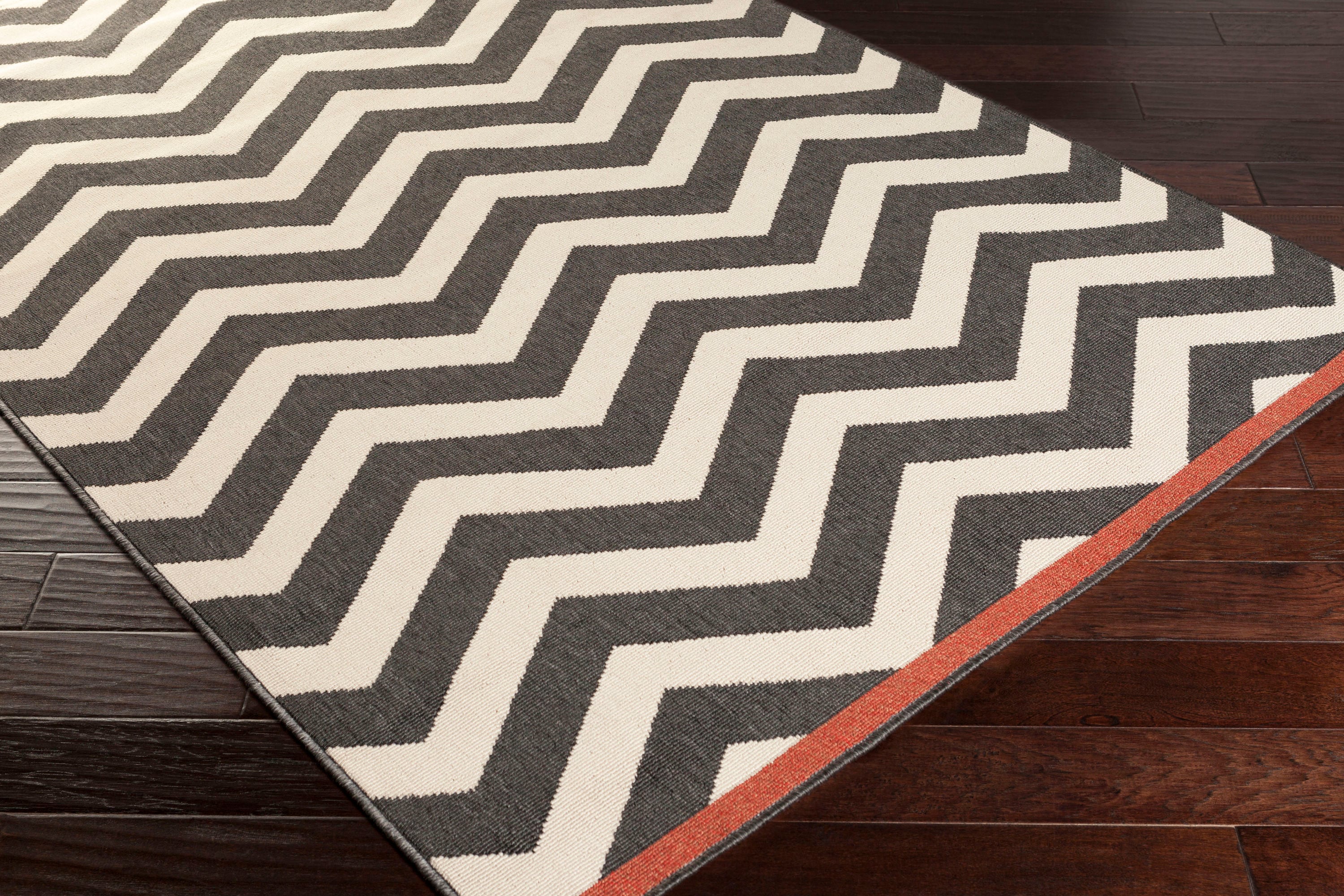 Reversible Rectangular Easy-Care Black Synthetic Rug