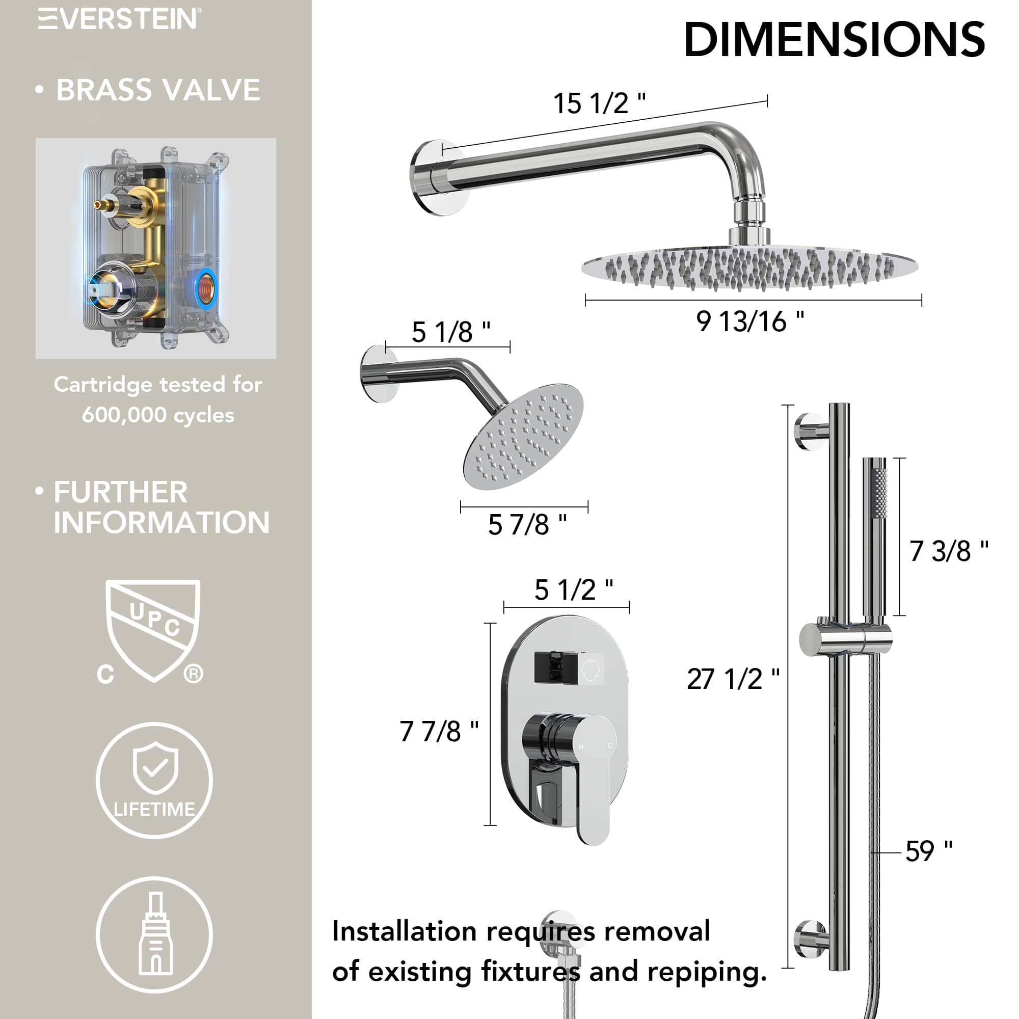 EVERSTEIN SFS-1058-CH10 Tub-Shower-Faucets - View #10