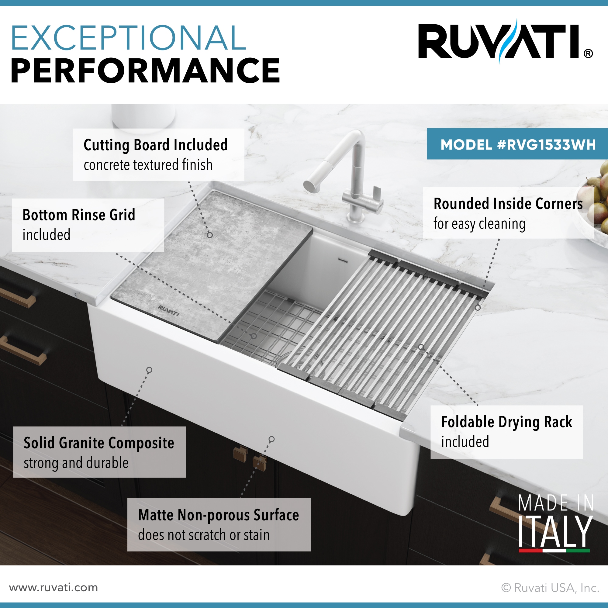 Ruvati RVG1533WH Kitchen-Sinks - View #7
