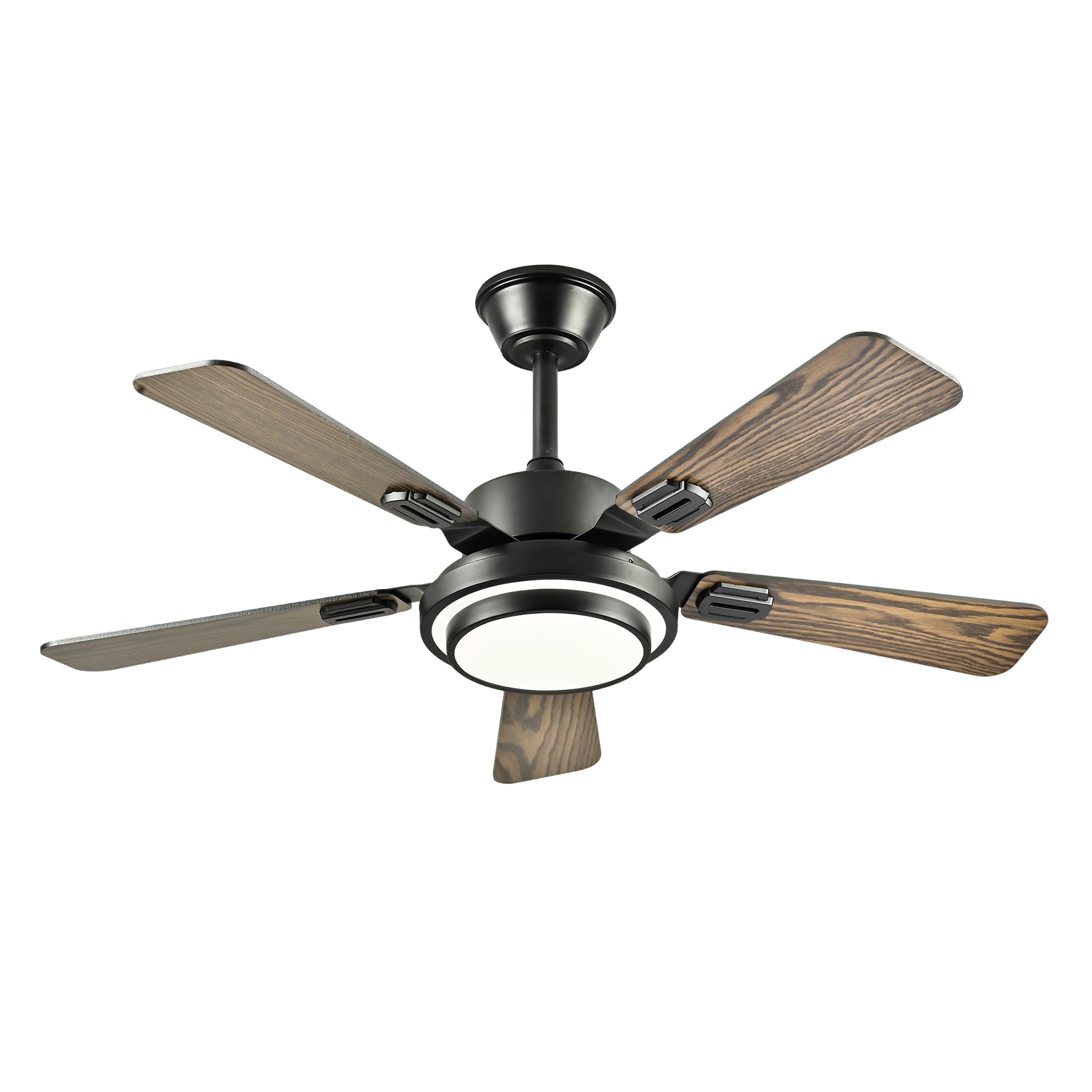 SINOFURN 42-in Black with Plywood Blades Adjustable White LED Ceiling Fan With Light and Remote Control Included 5 -Blade