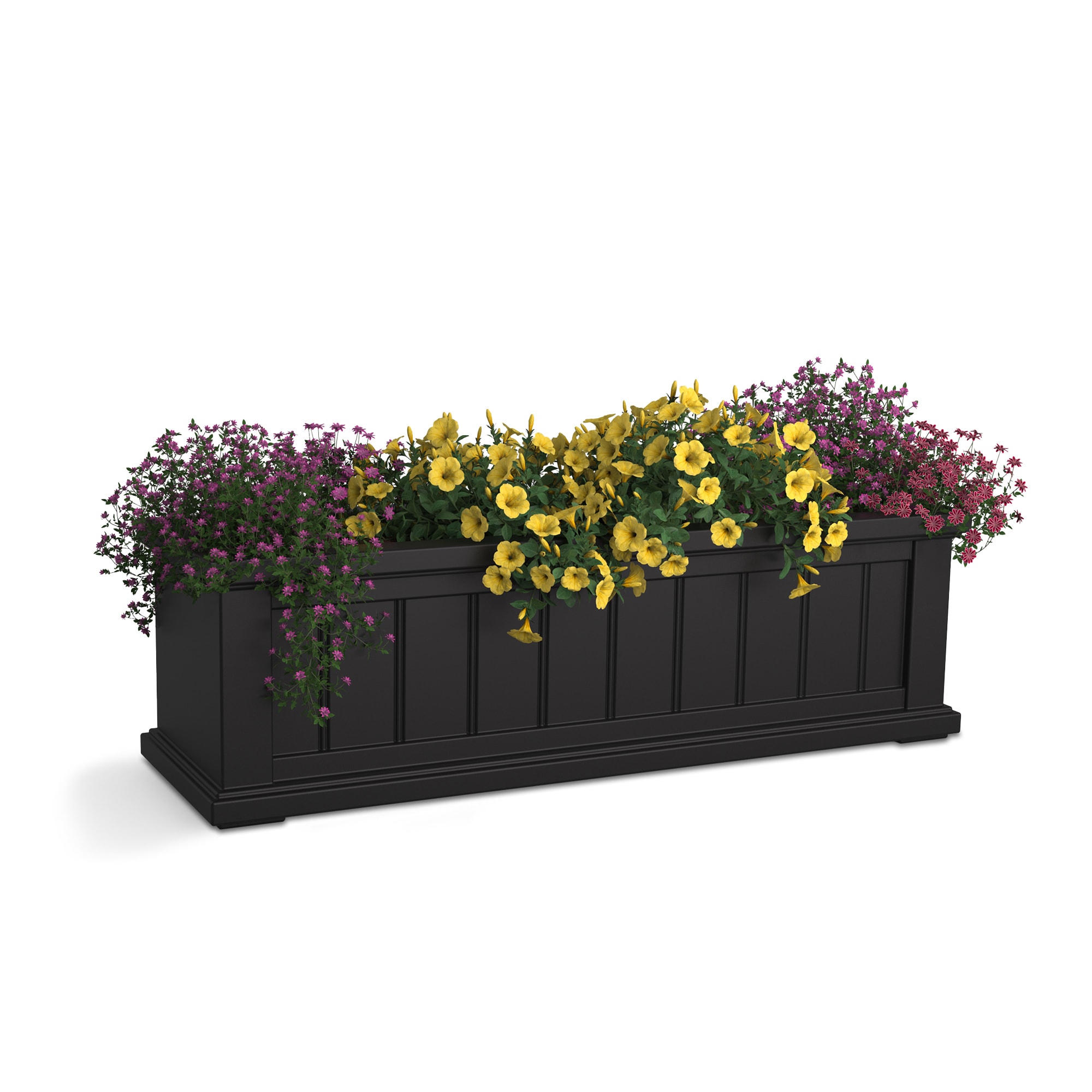 Mayne 4840-B Rectangle 36-Inches W Large Black Plastic Outdoor Window box with Drainage Holes with Self Watering
