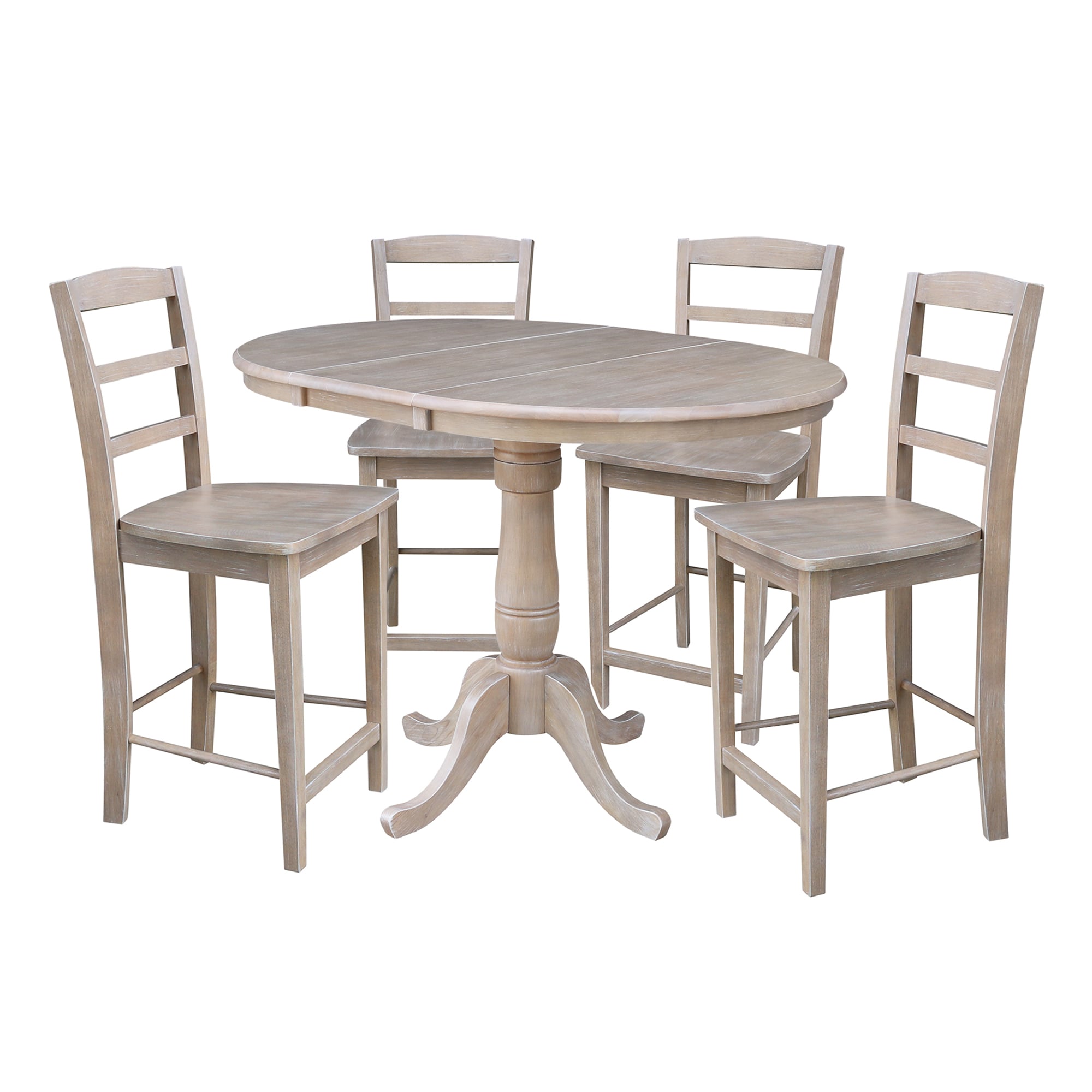 International Concepts K09-36RXT-S402-4 Washed Gray Taupe Traditional Dining Room Set with Round Table (Seats 4)