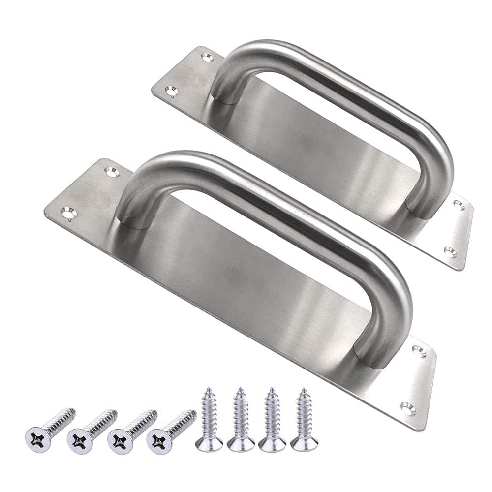 Aoibox  2Pcs Pull Push Door Plate Handle 8inch Stainless Steel Heavy Duty Barn Door Pull For Shed Commercial Fire Gate