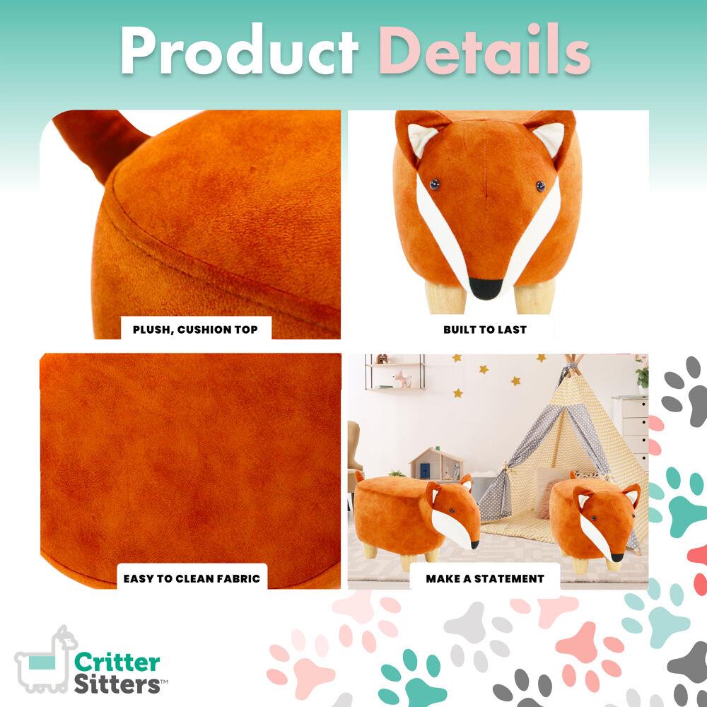 Fox Animal Shape Mini Ottoman with Wooden Legs