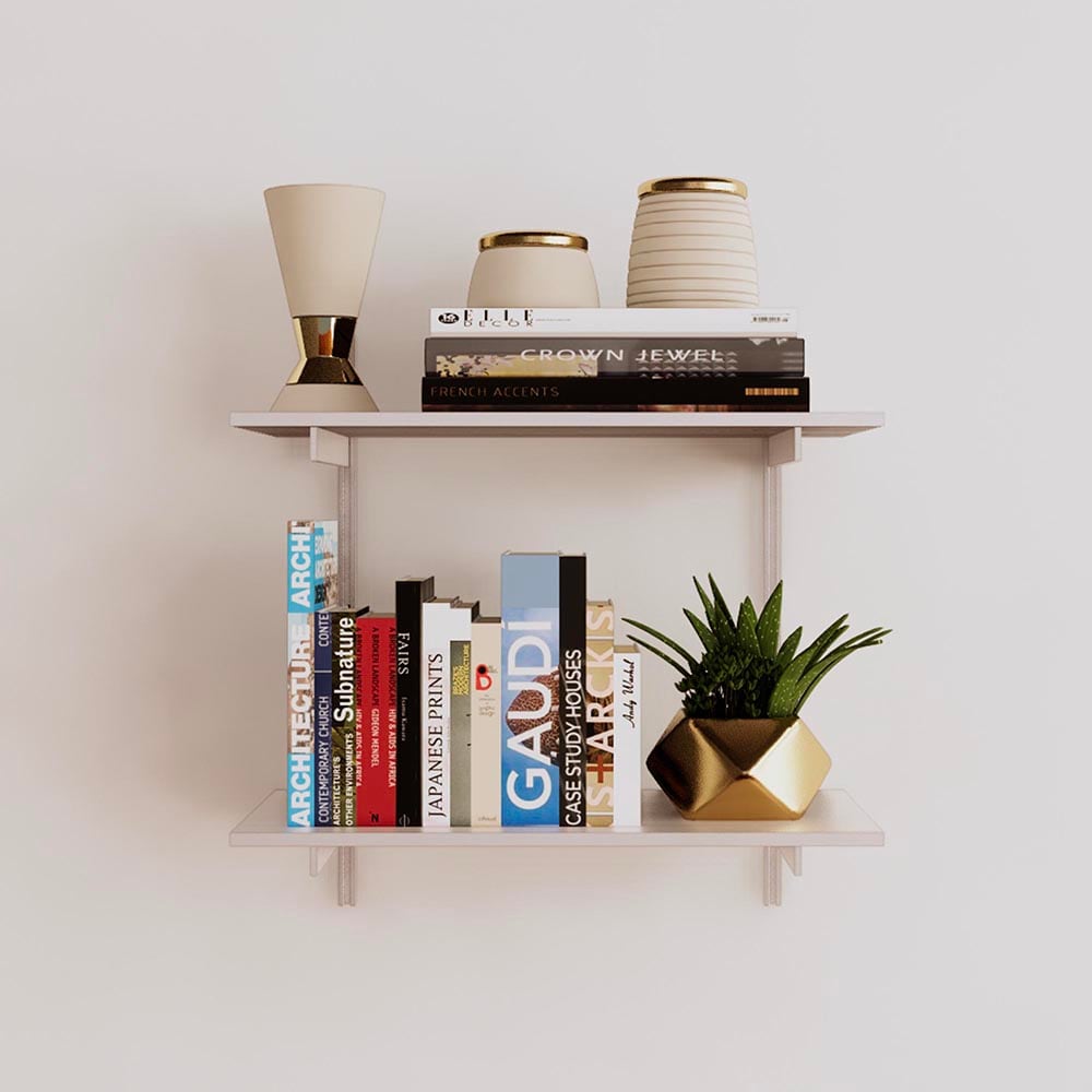 Modern Shelving ALUMWAL-1124-WW 24-Inches L x 12-Inches D x 24-Inches H White Aluminum Square Shelf kit 2 Decorative Shelves