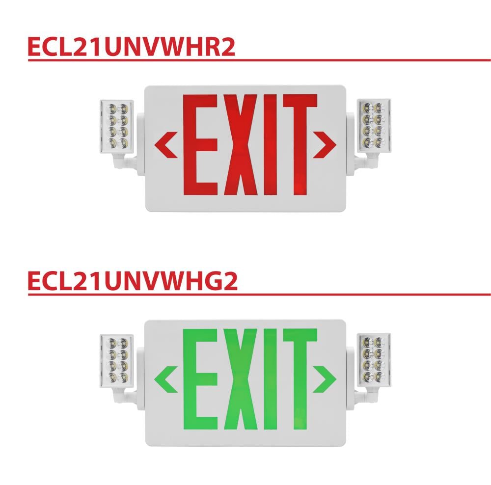 Slim Green LED Emergency Exit Sign with Battery Backup
