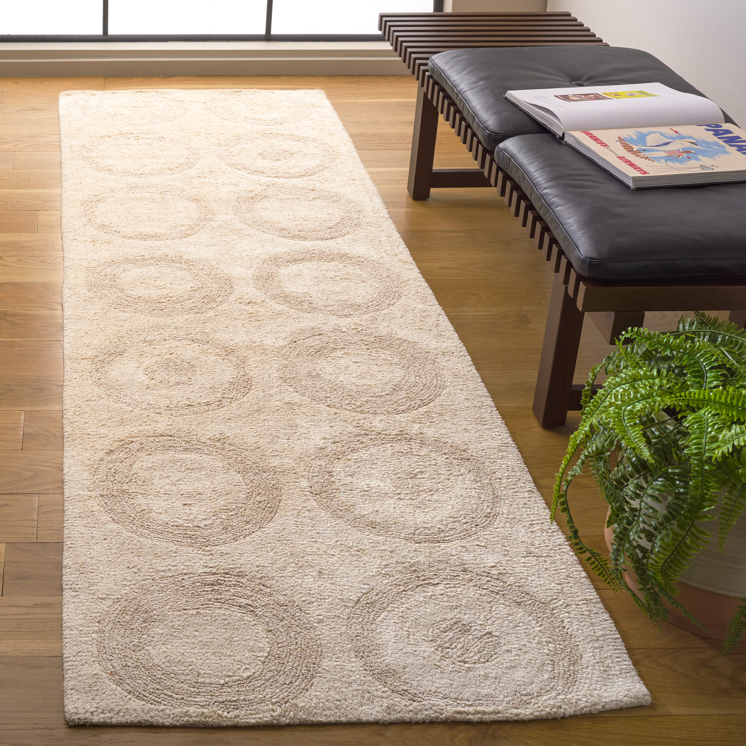  Easy Care 214 Ivory Contemporary 2ft-3in x 8ft Runner Rug