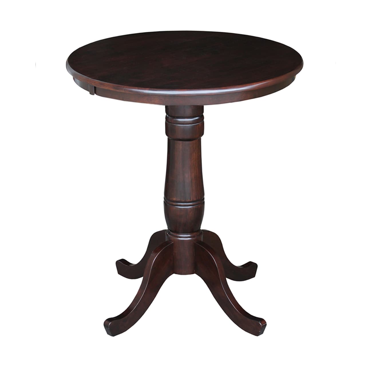 International Concepts K15-30RT-6B Rich Mocha Round Transitional Counter Table, Wood with Rich Mocha Wood Pedestal Base 30.0-in L x 36.0-in H