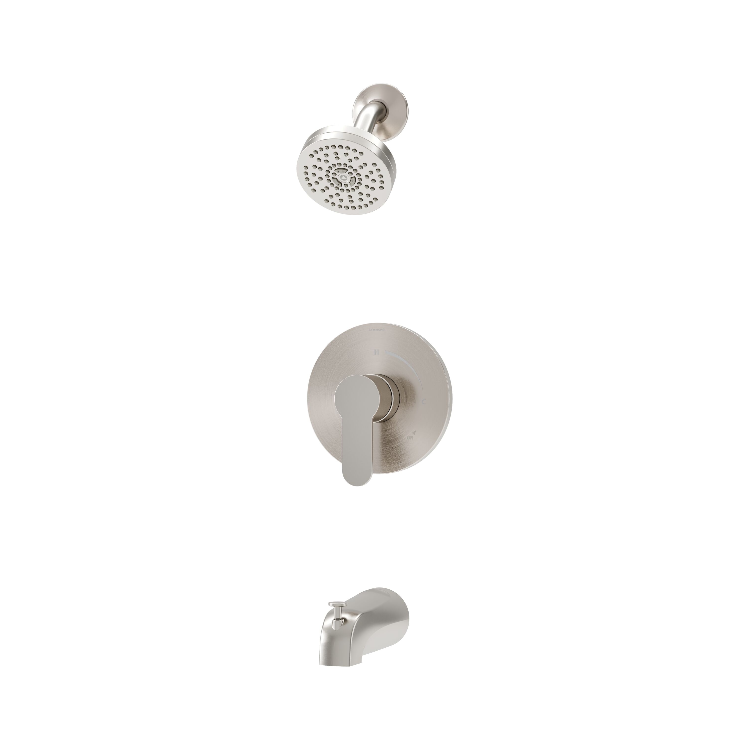 Symmons 6792STN15TRM Identity Satin Nickel 1-handle Single function 3.94-Inches Round Bathtub and shower Faucet